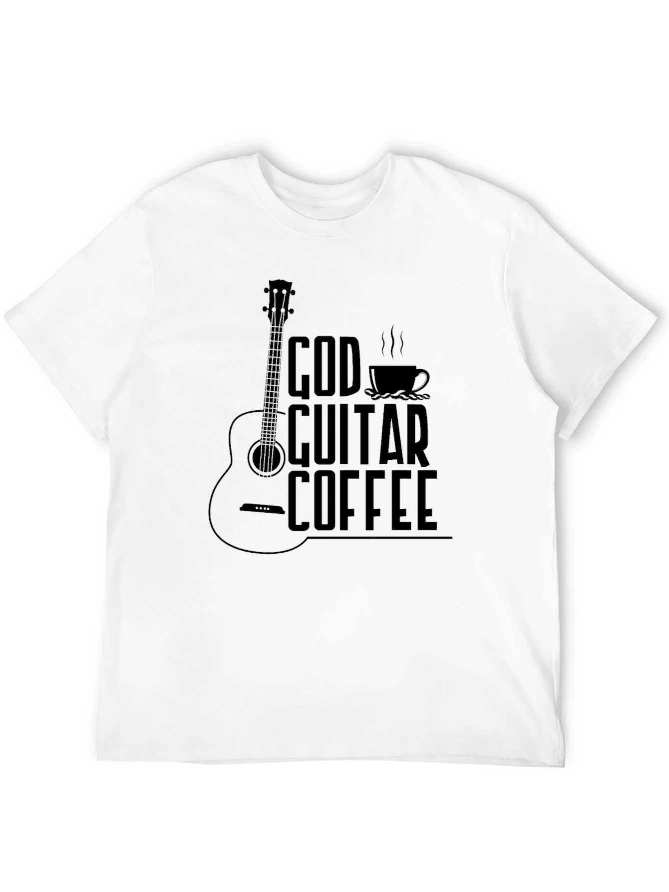 God Guitar Coffee Black Graphic T-Shirt