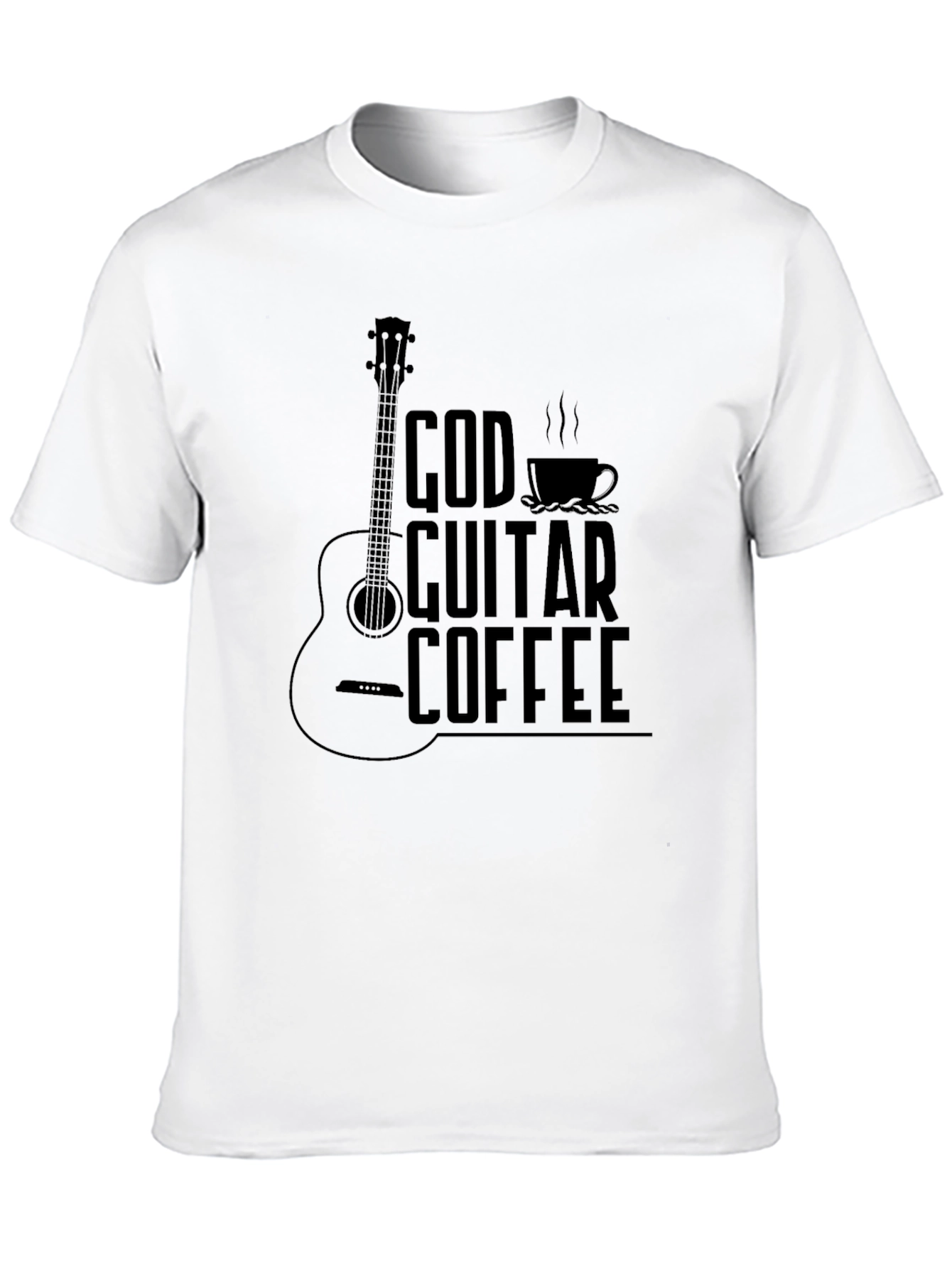 God Guitar Coffee Black Graphic T-Shirt