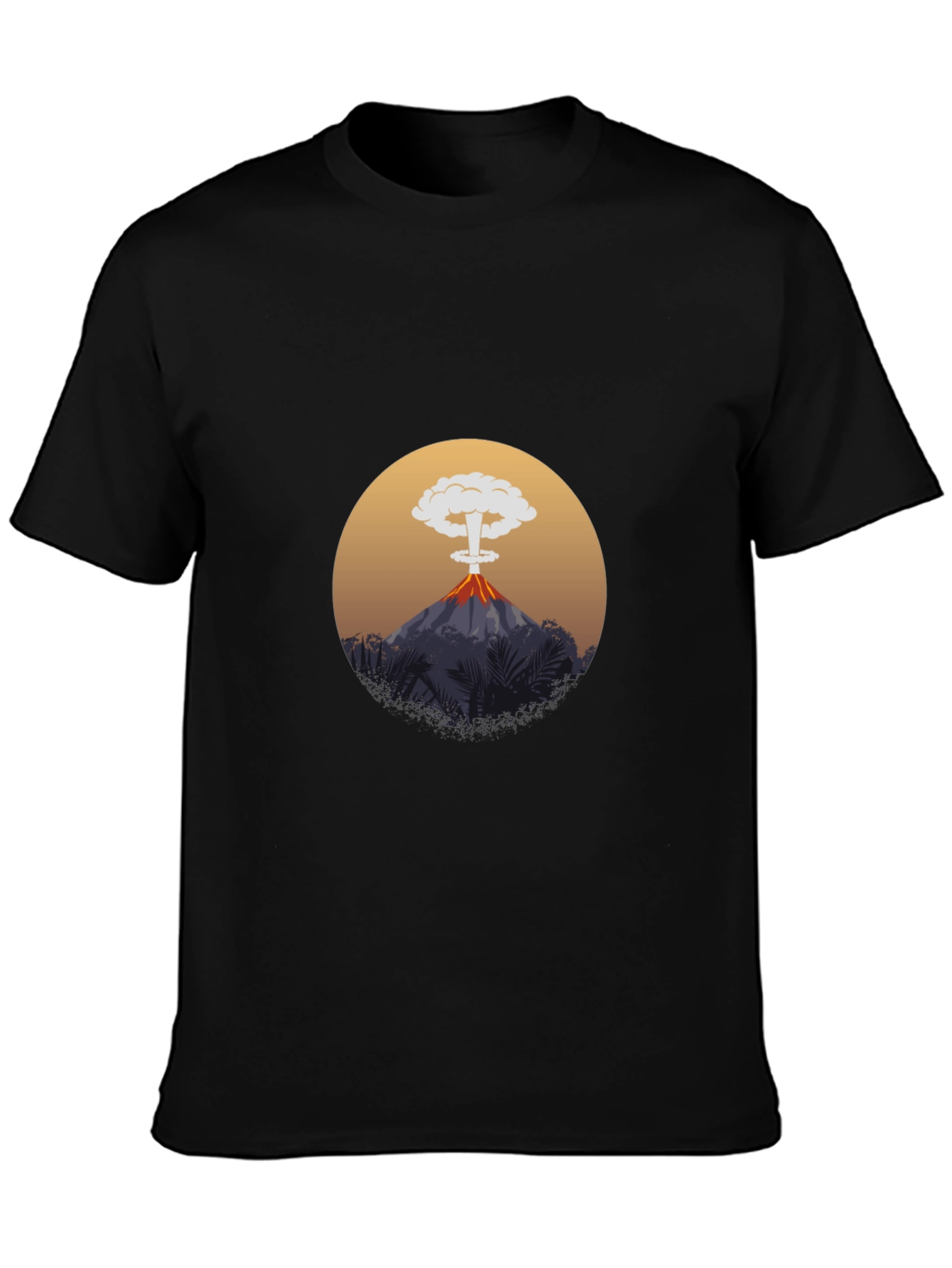 Volcano Explosion Graphic T-Shirt - Black