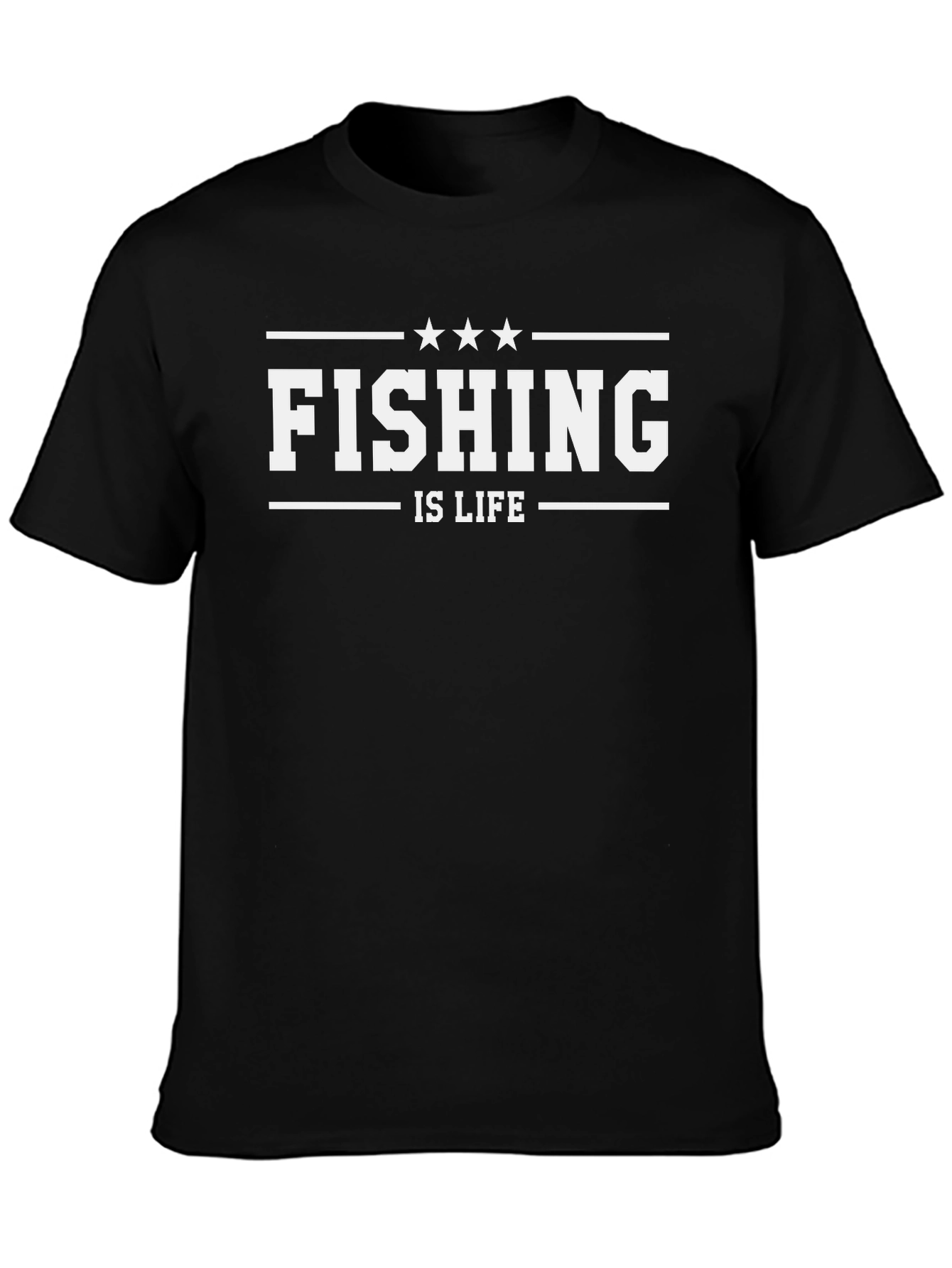 Fishing is Life Graphic T-Shirt - Black