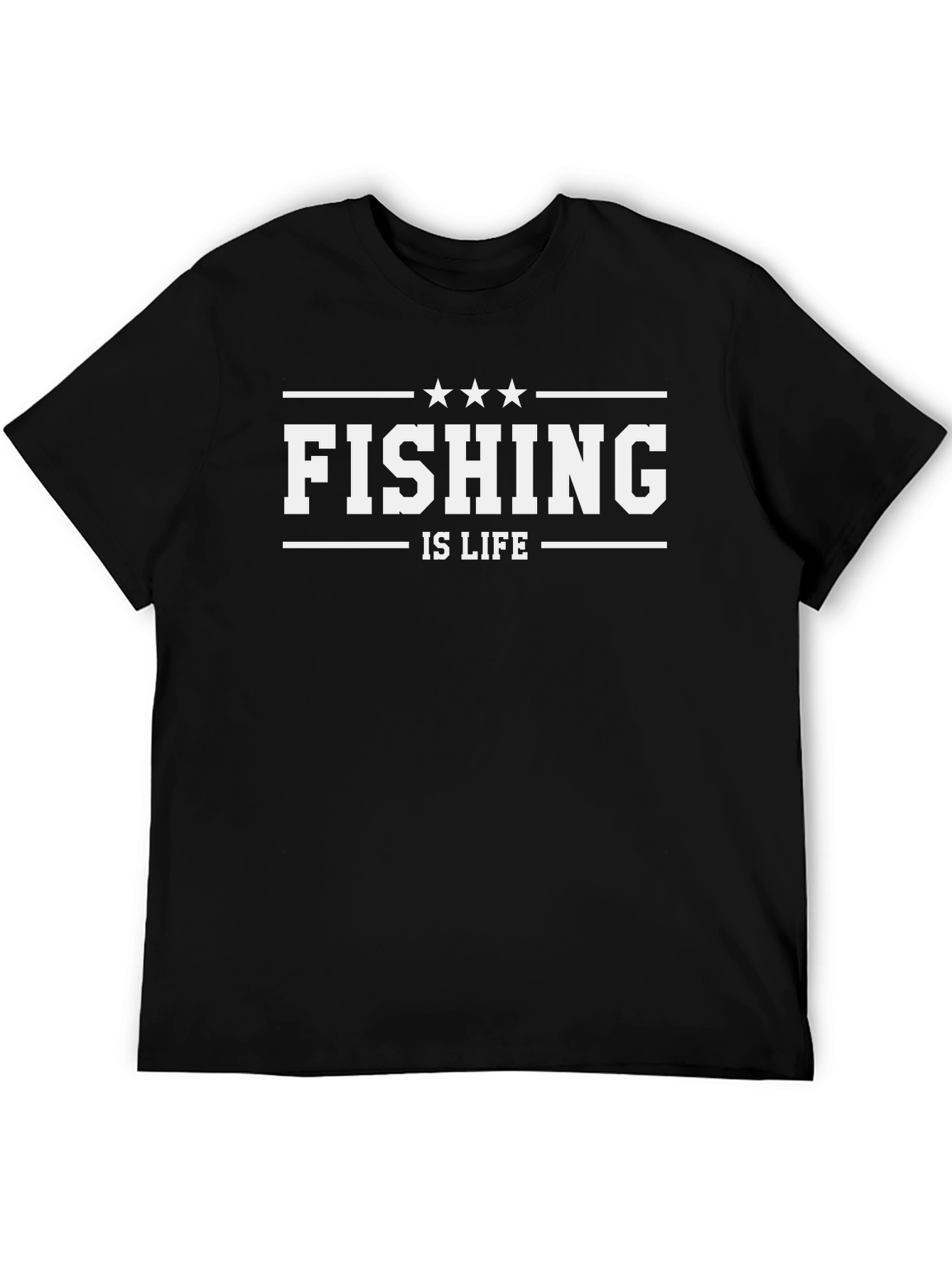Fishing is Life Graphic T-Shirt - Black