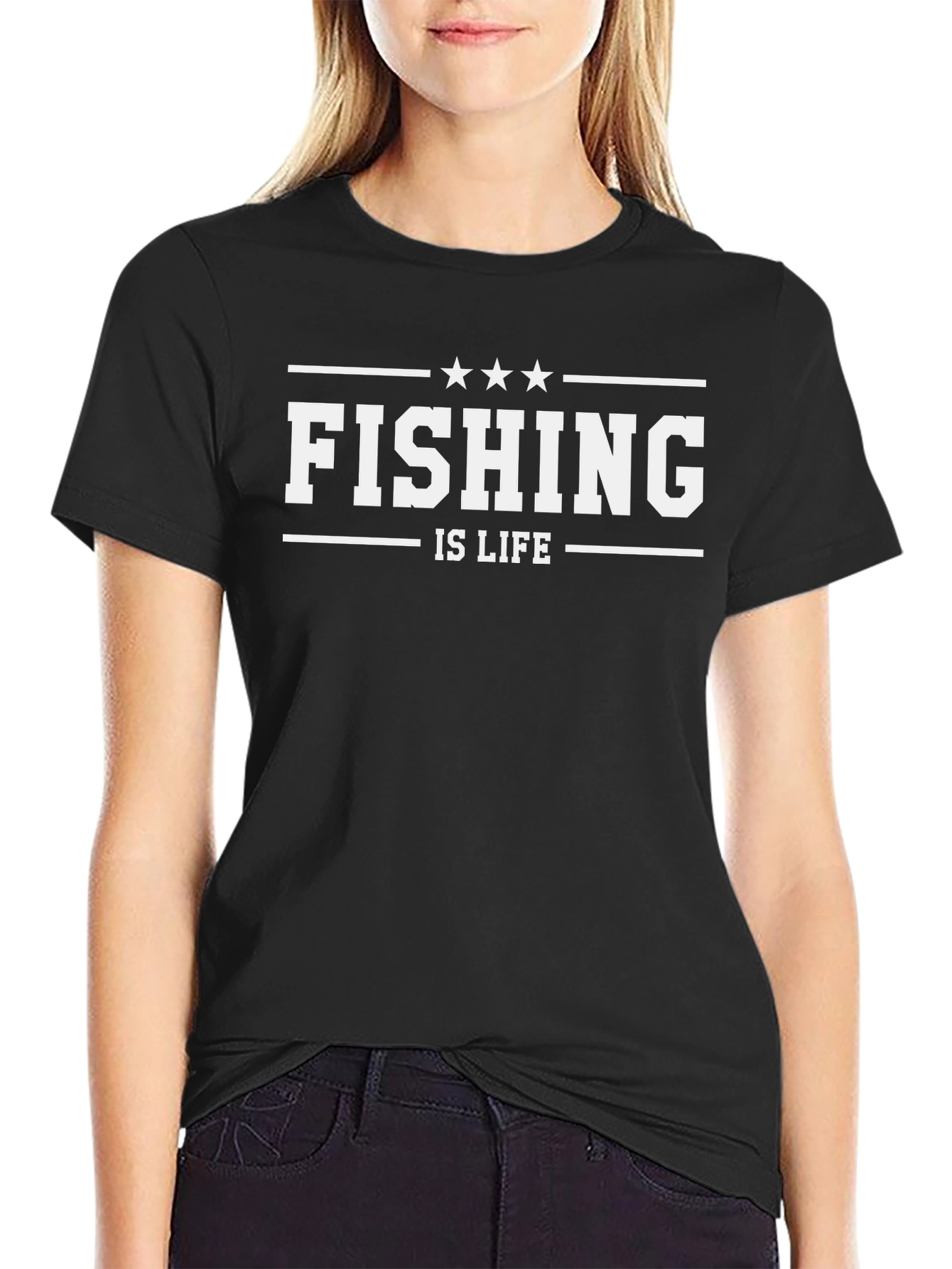 Fishing is Life Graphic T-Shirt - Black