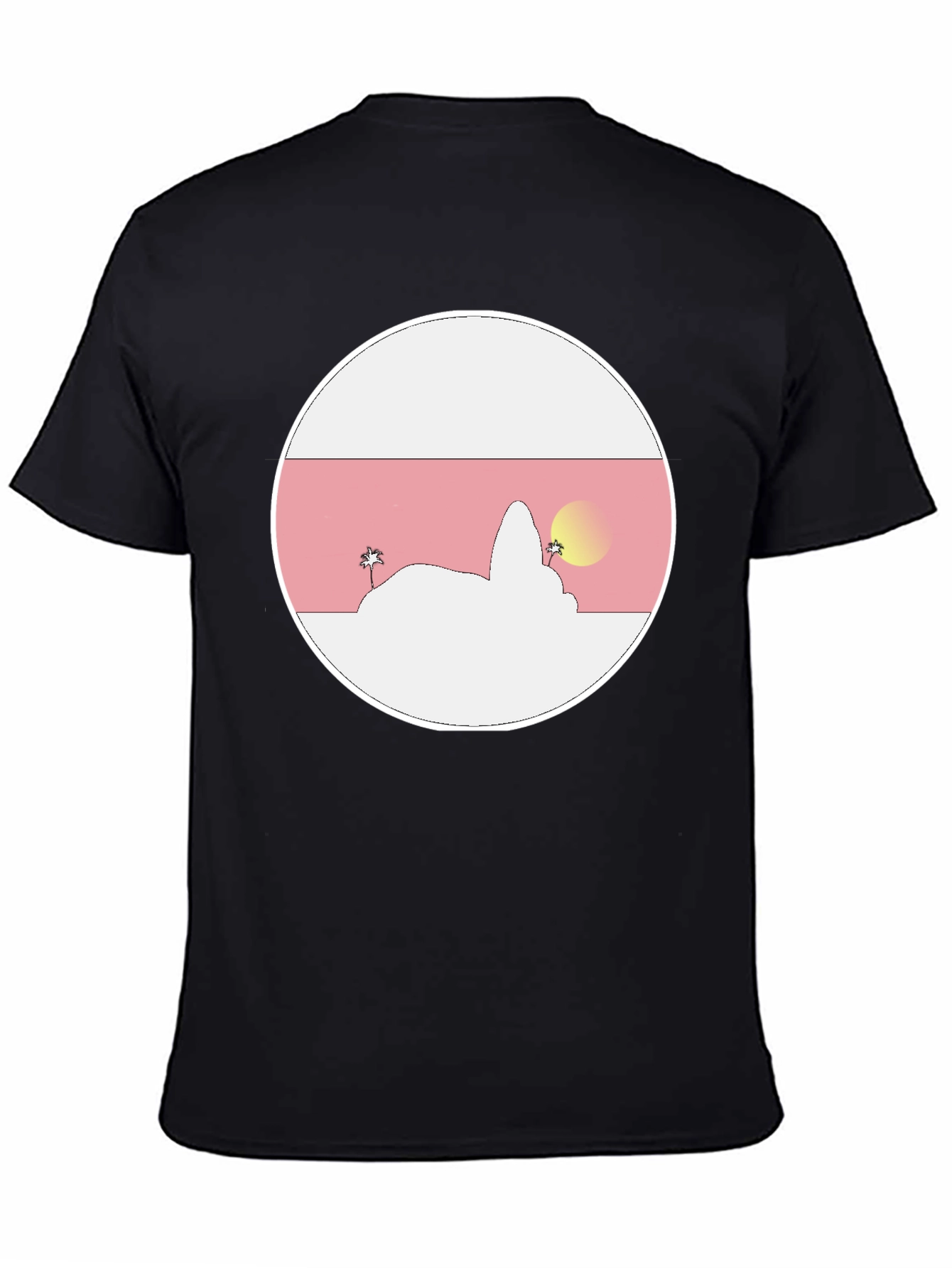 Sunset Island Graphic Tee - Black Cotton Blend