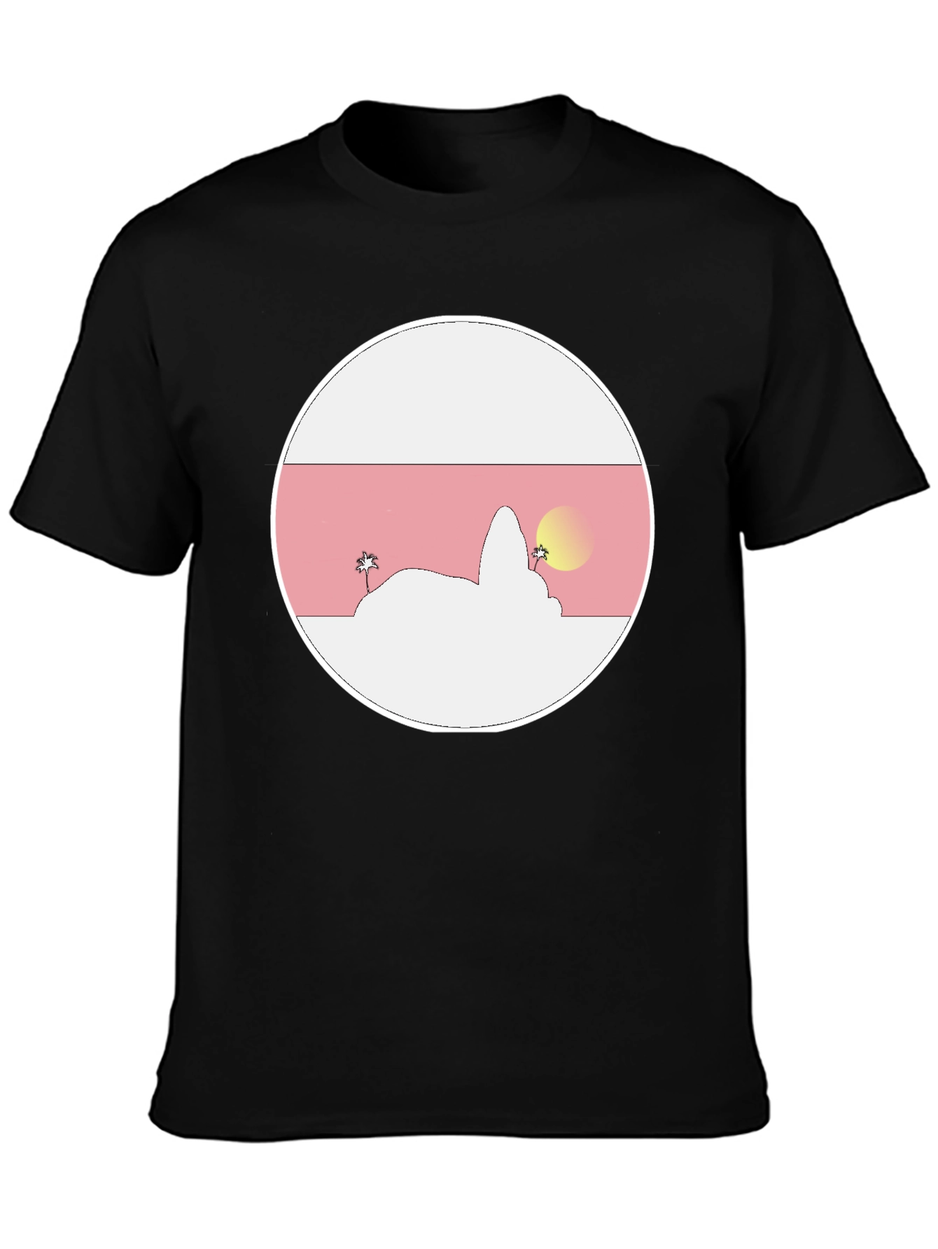Sunset Island Graphic Tee - Black Cotton Blend