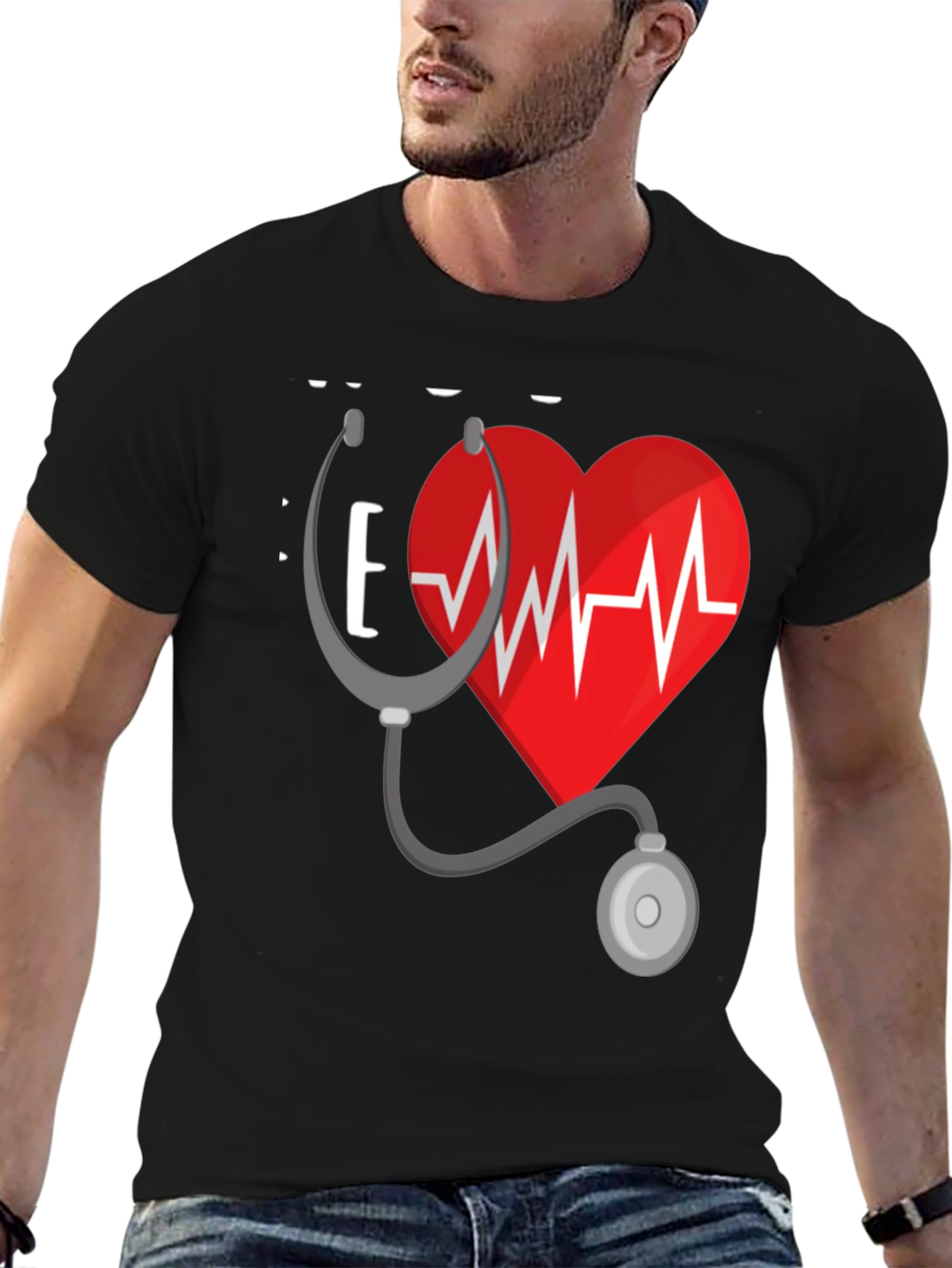 Heartbeat Stethoscope Graphic T-Shirt