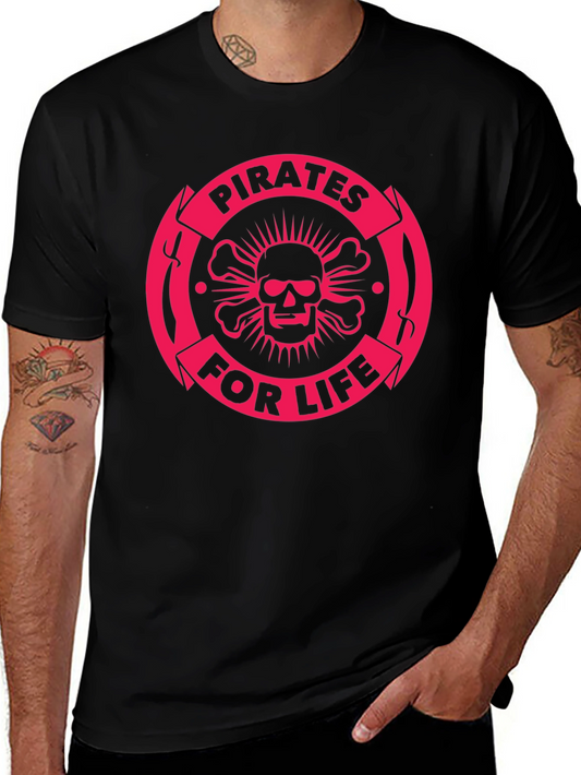 Pirates For Life Graphic Tee - Skull & Crossbones Design