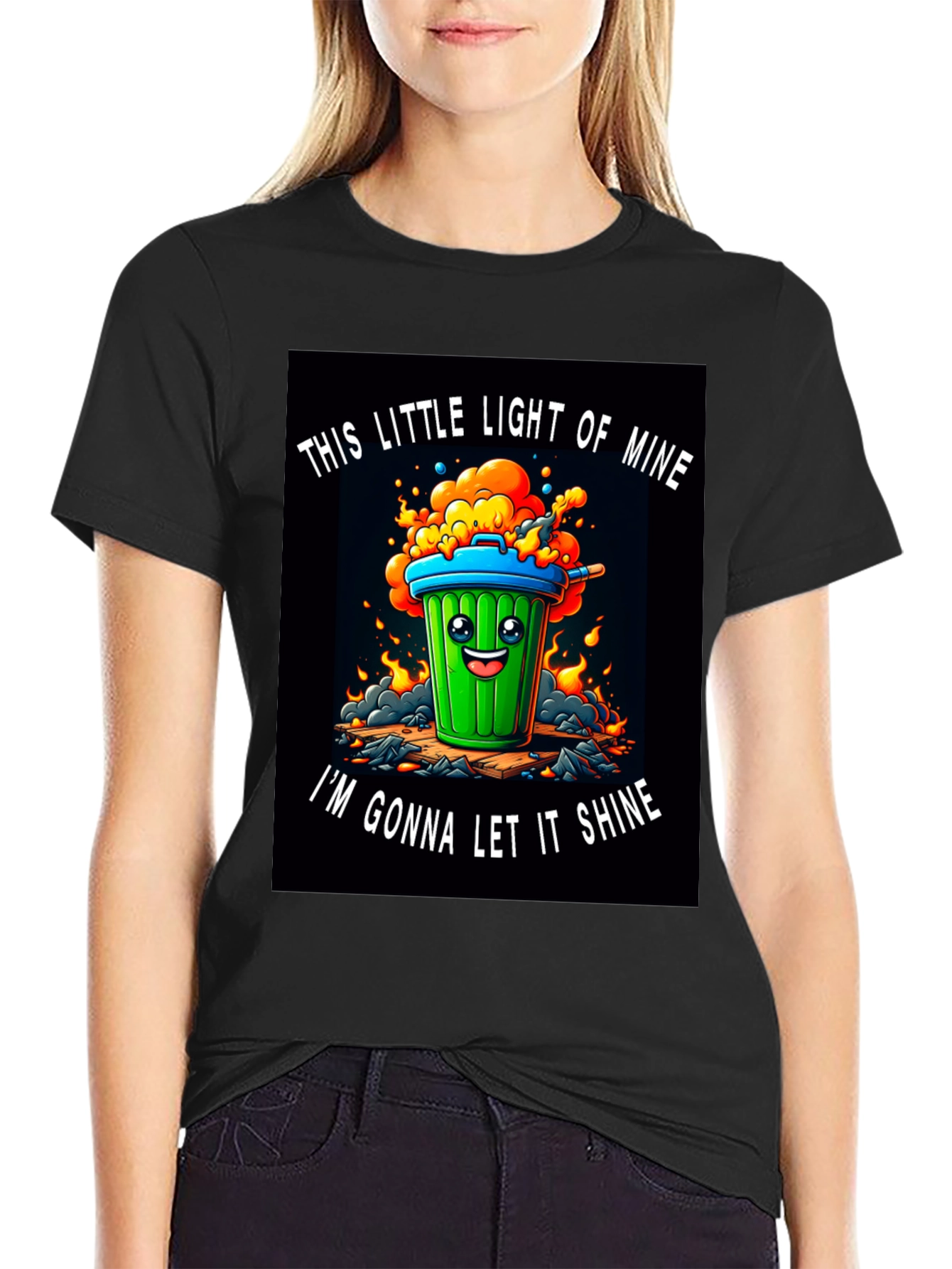 Funny Trash Can T-Shirt - Let it Shine!