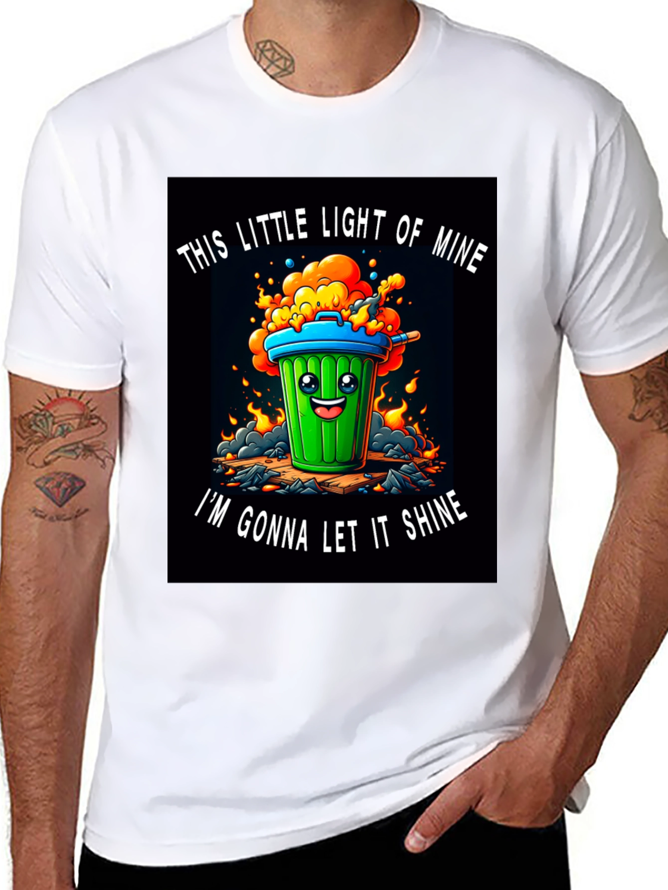 Funny Trash Can T-Shirt - Let it Shine!