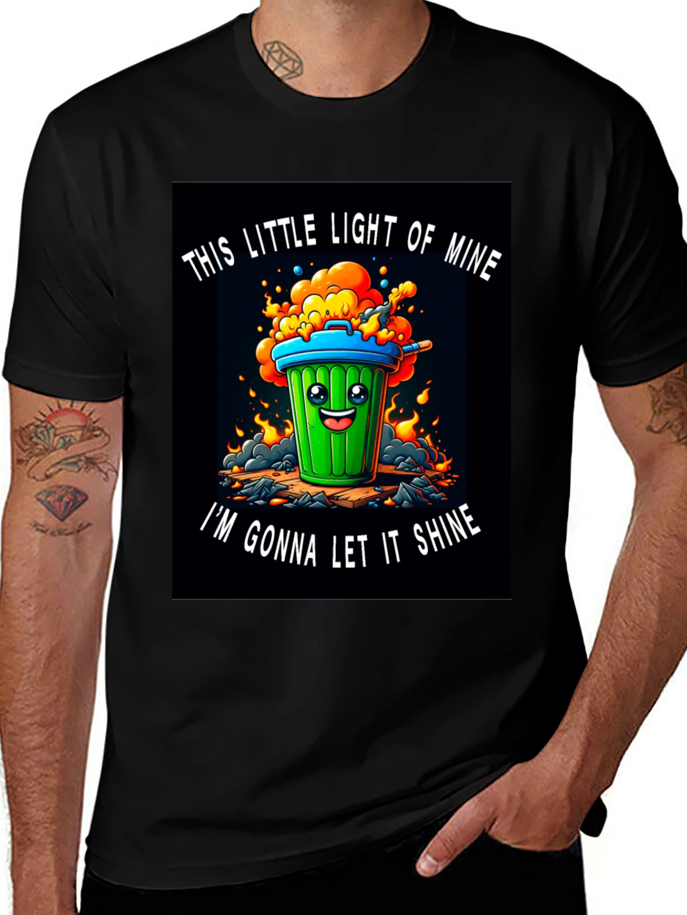 Funny Trash Can T-Shirt - Let it Shine!