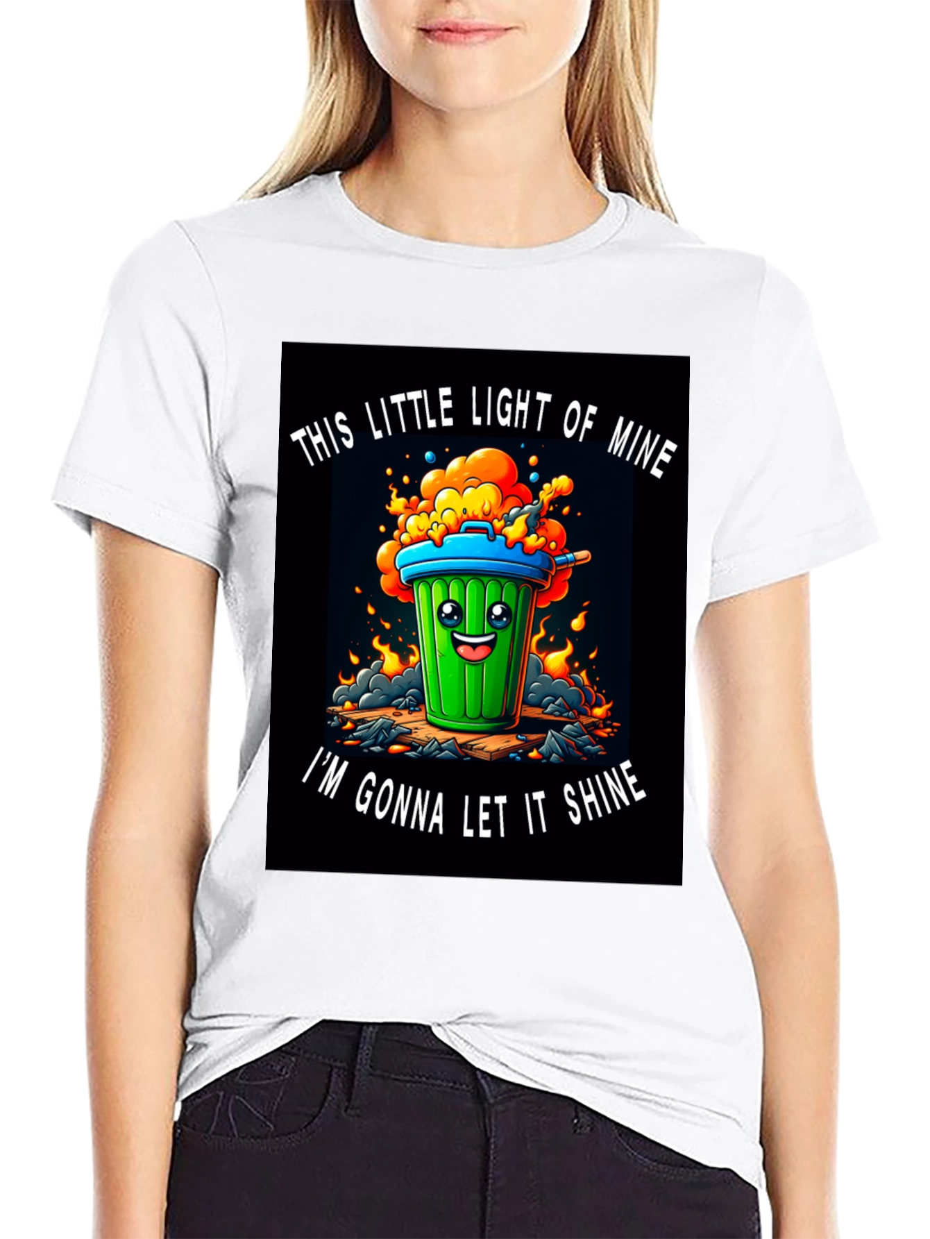 Funny Trash Can T-Shirt - Let it Shine!