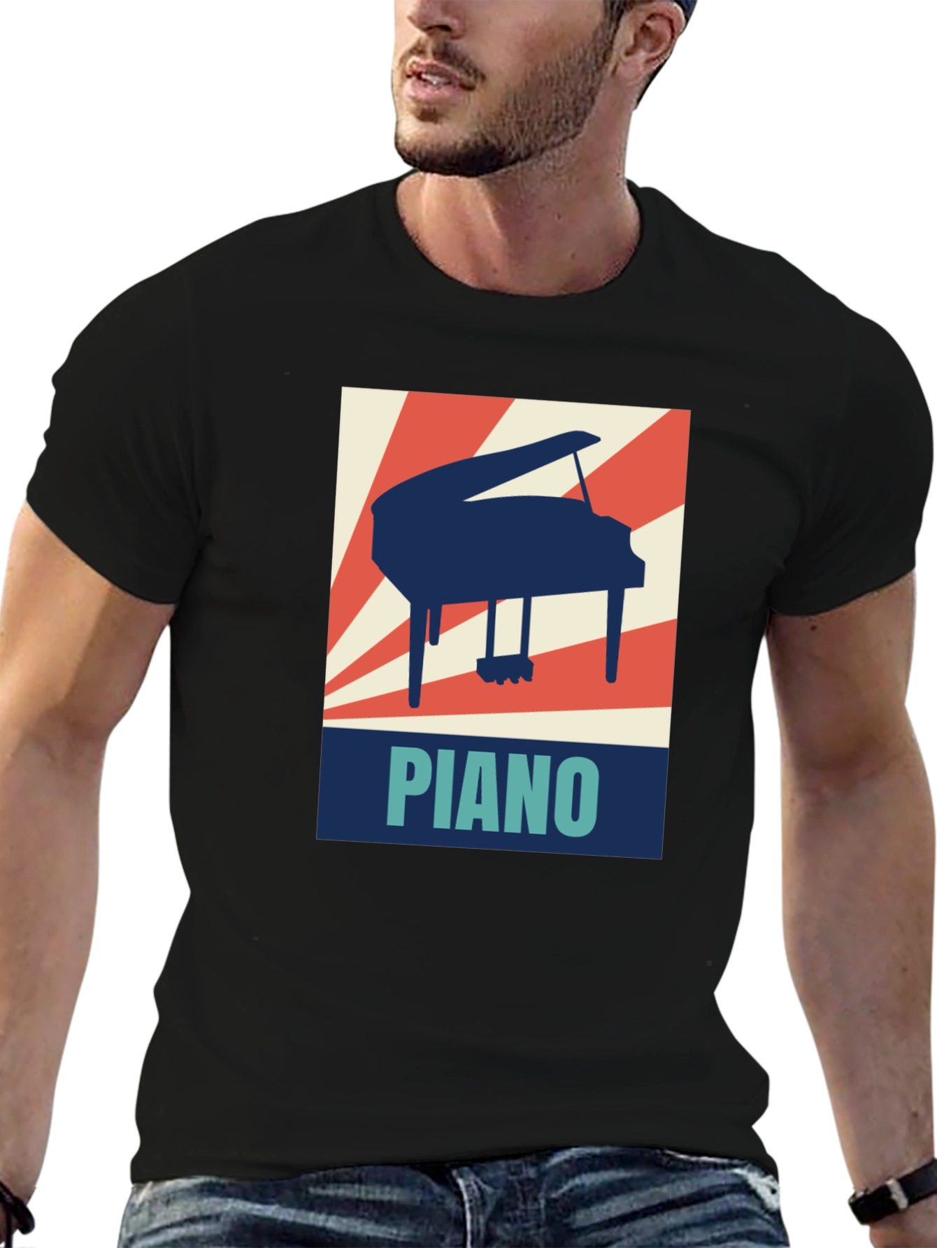 Piano Graphic T-Shirt - Musical Instrument Tee