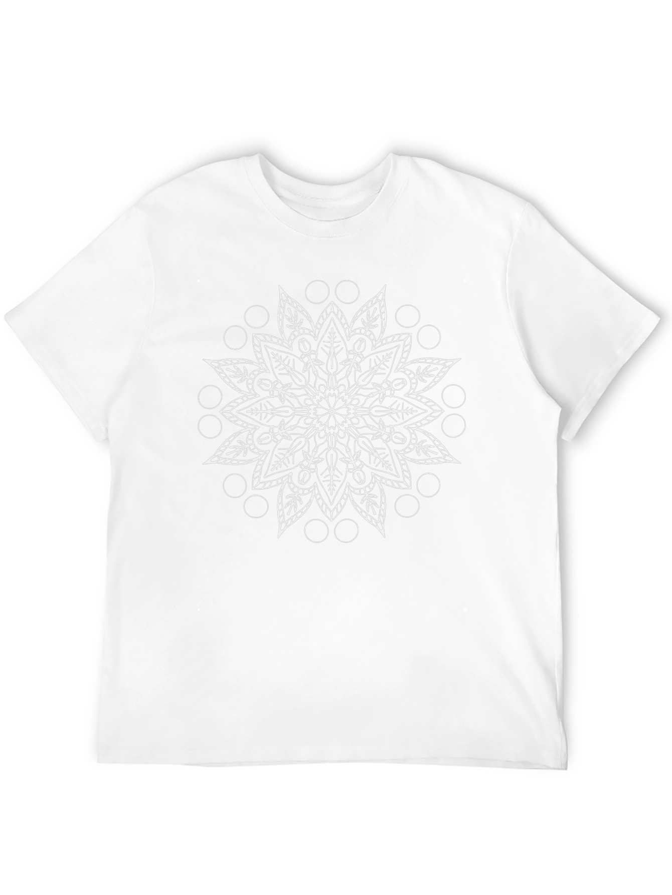 Black T-Shirt with White Mandala Design