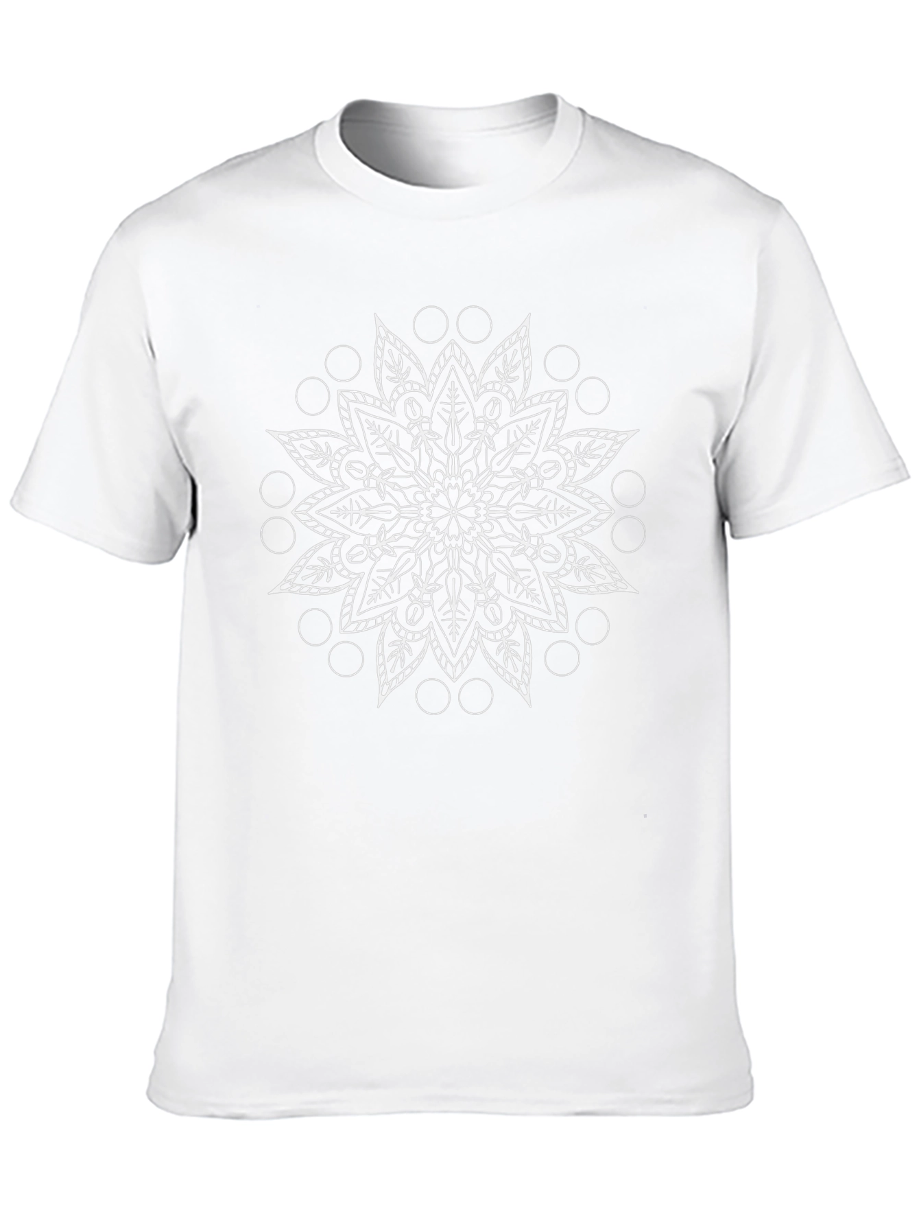 Black T-Shirt with White Mandala Design