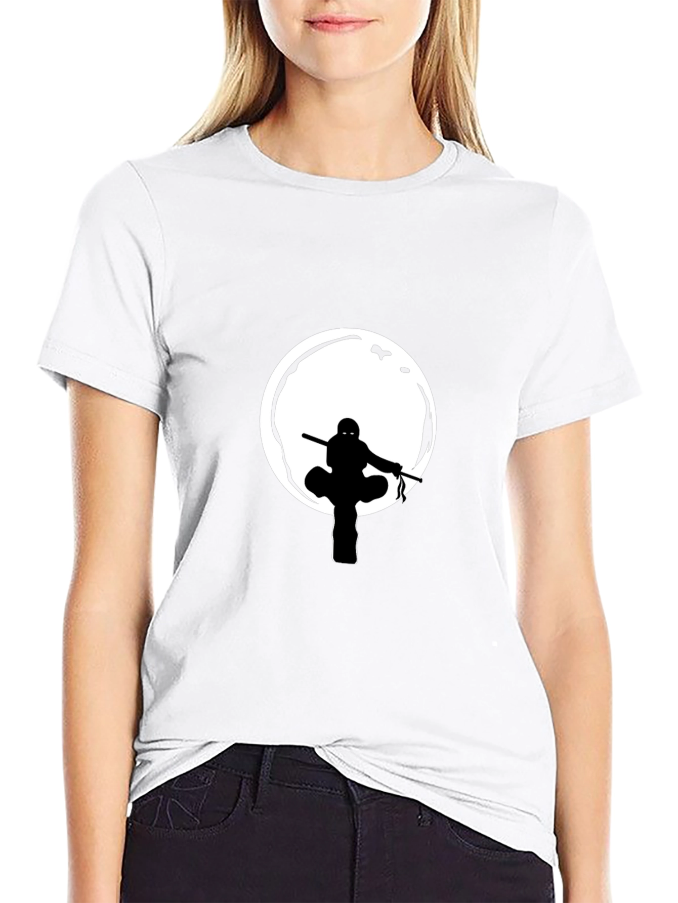 Ninja Silhouette Graphic Black T-Shirt