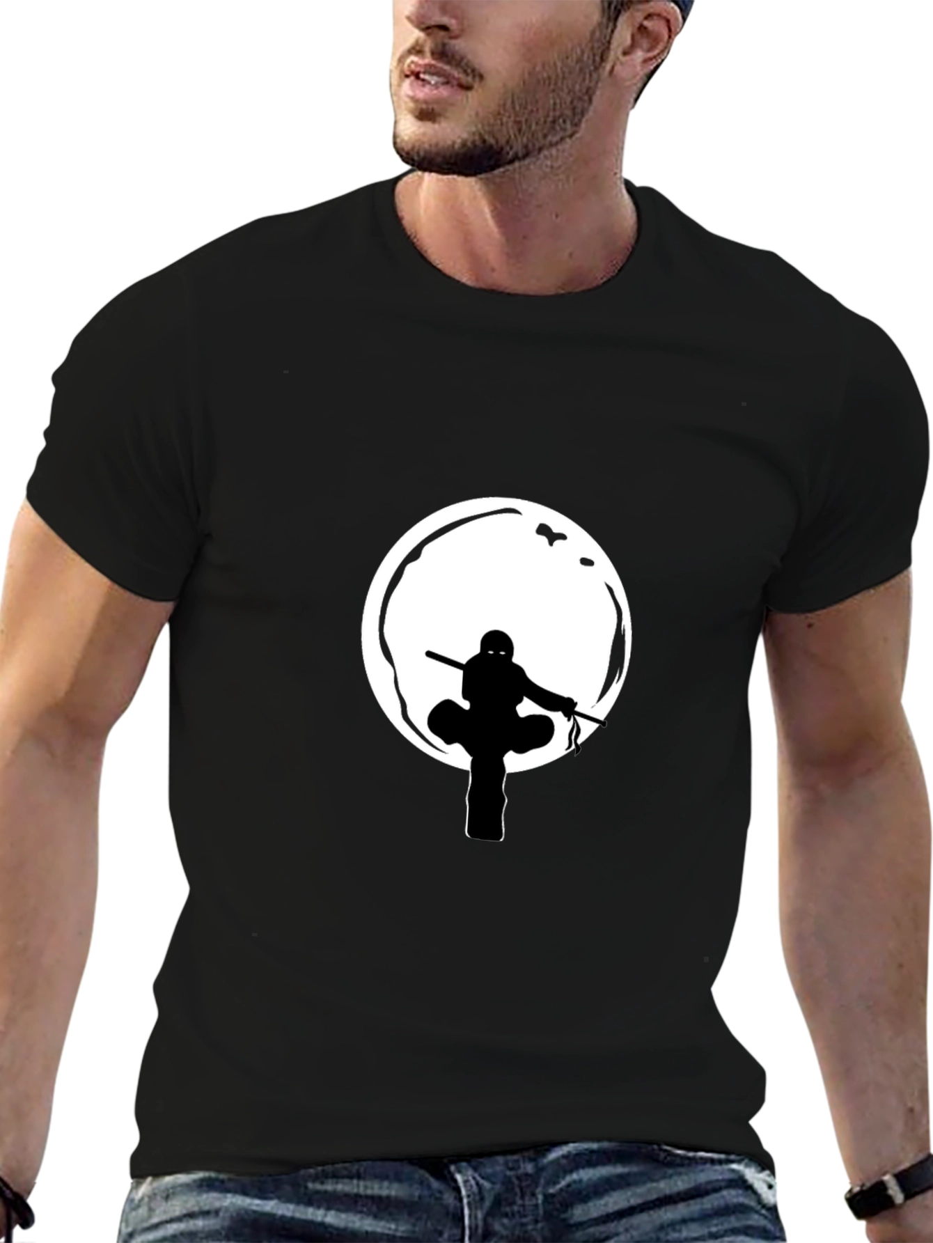 Ninja Silhouette Graphic Black T-Shirt