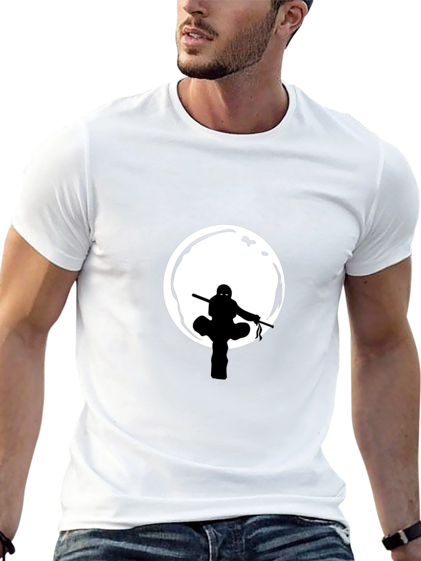 Ninja Silhouette Graphic Black T-Shirt