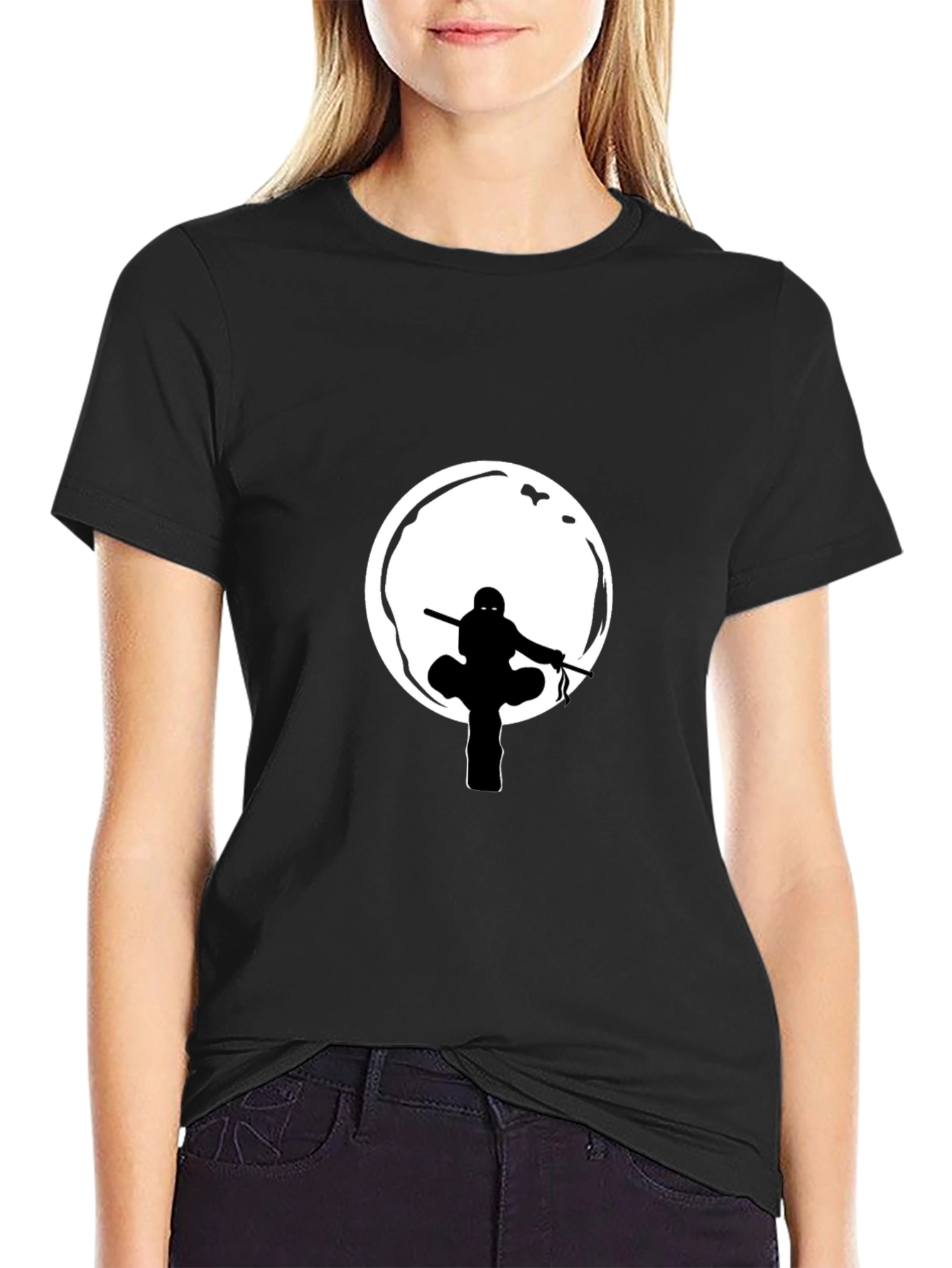 Ninja Silhouette Graphic Black T-Shirt