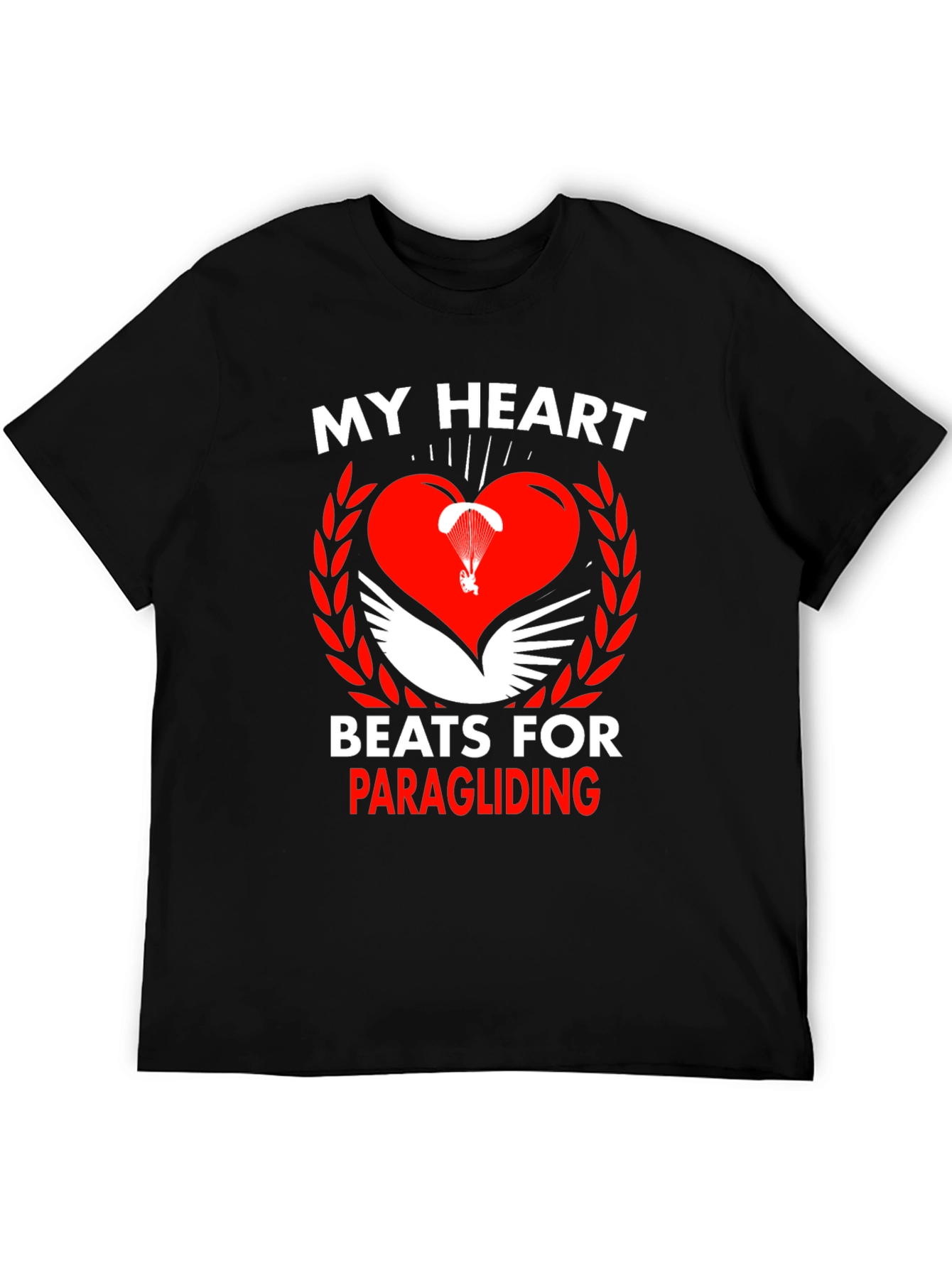 My Heart Beats for Paragliding Black Graphic Tee