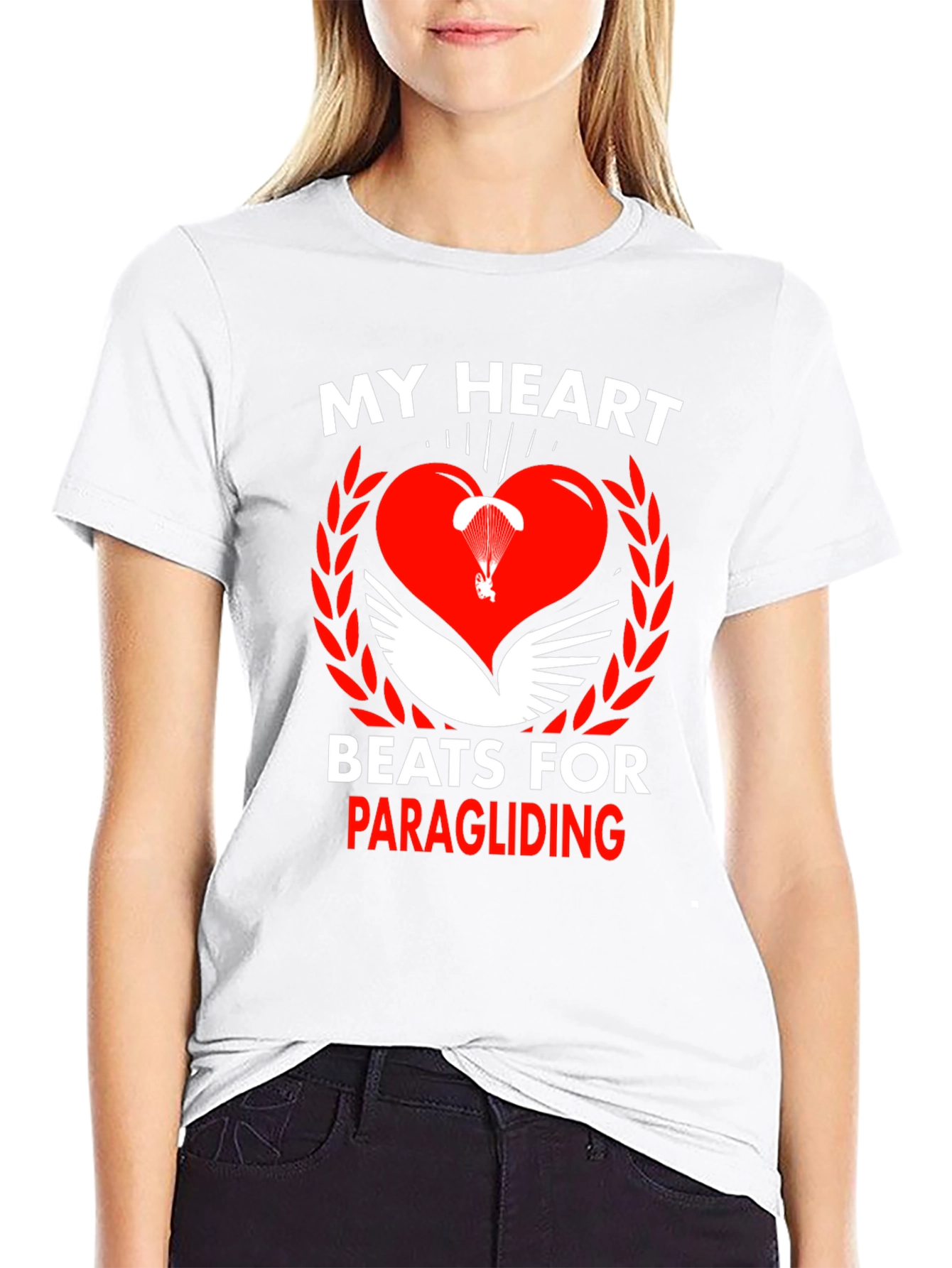 My Heart Beats for Paragliding Black Graphic Tee