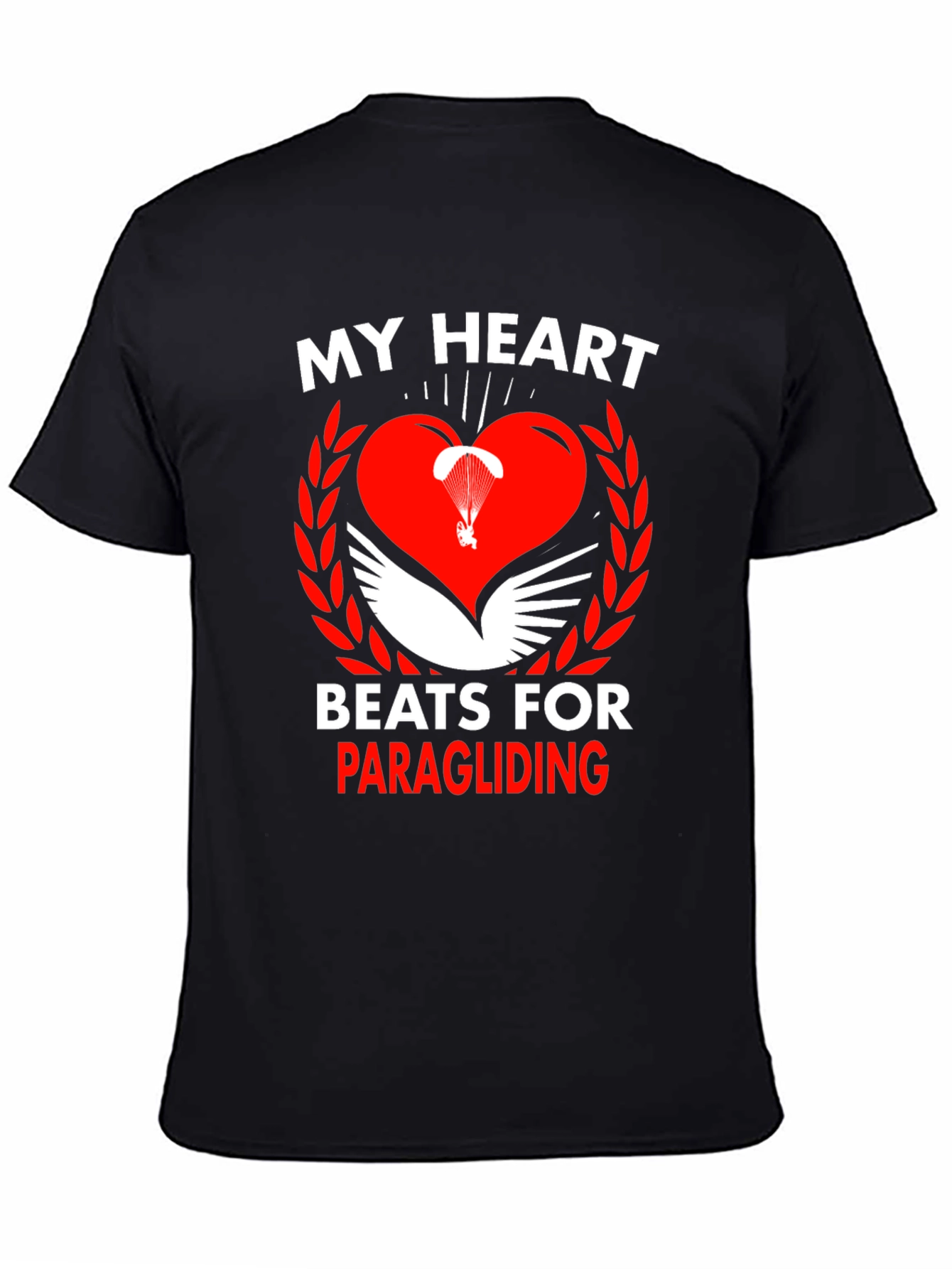 My Heart Beats for Paragliding Black Graphic Tee