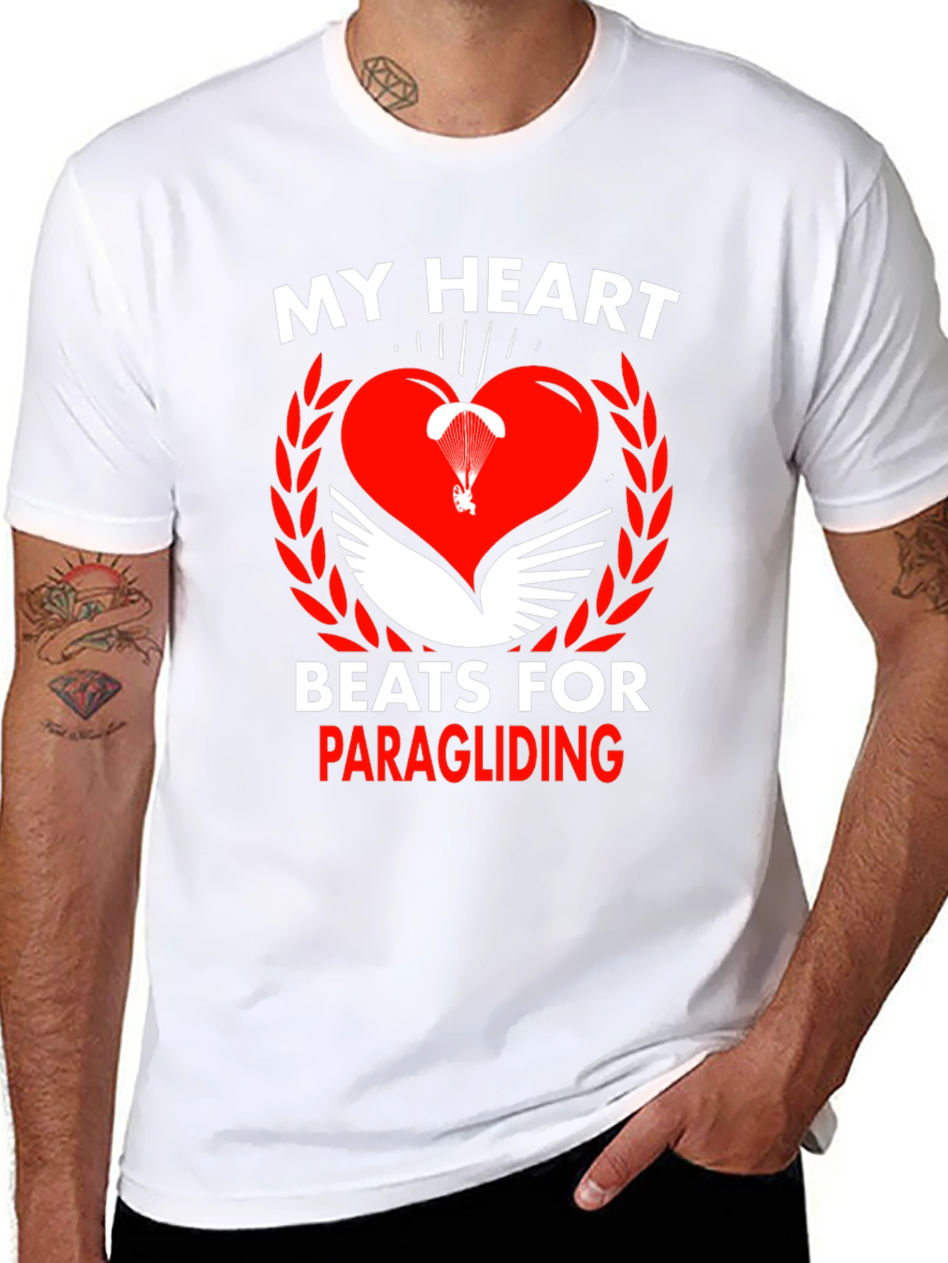 My Heart Beats for Paragliding Black Graphic Tee
