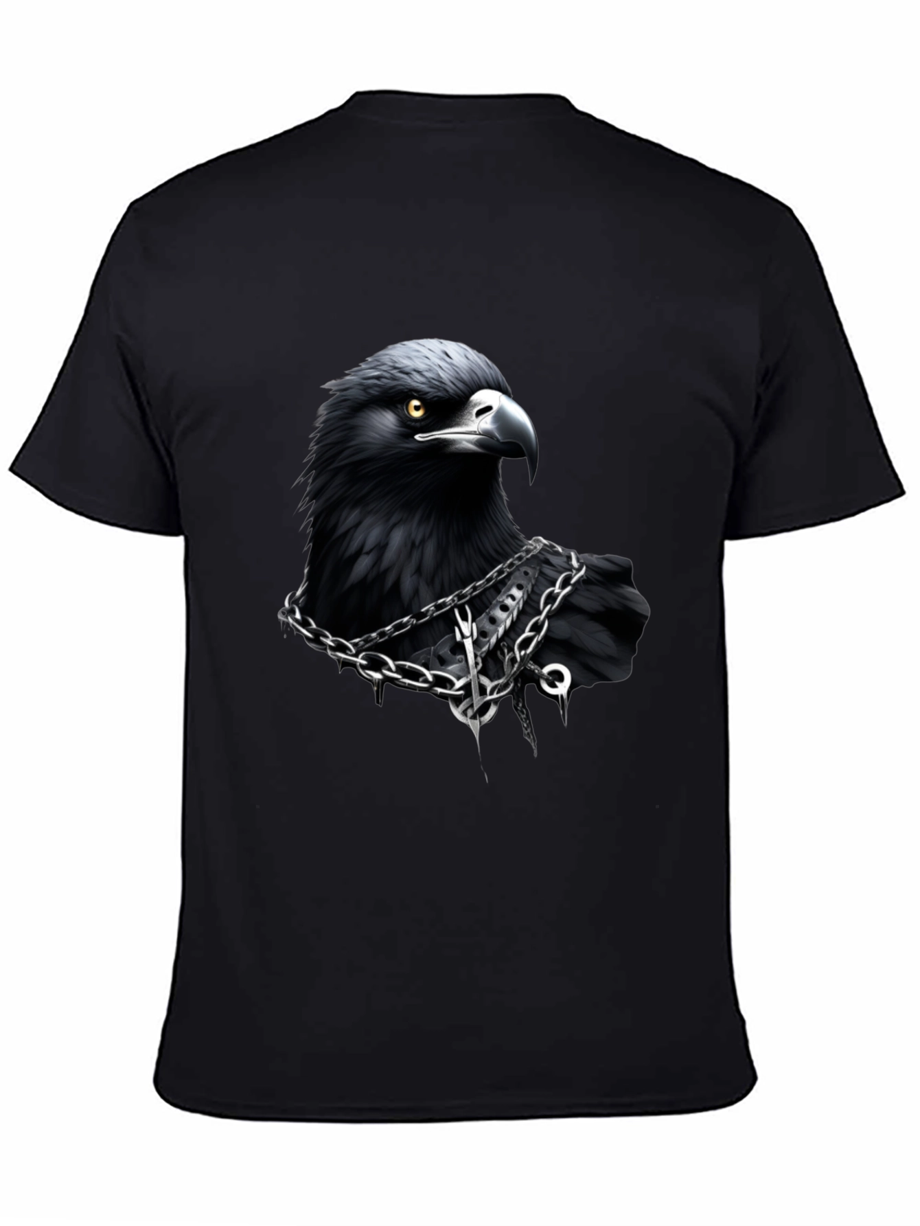 Raven Graphic T-Shirt: Dark Bird Chain Design