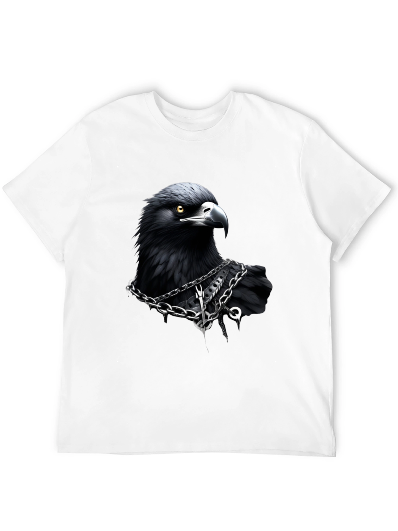 Raven Graphic T-Shirt: Dark Bird Chain Design