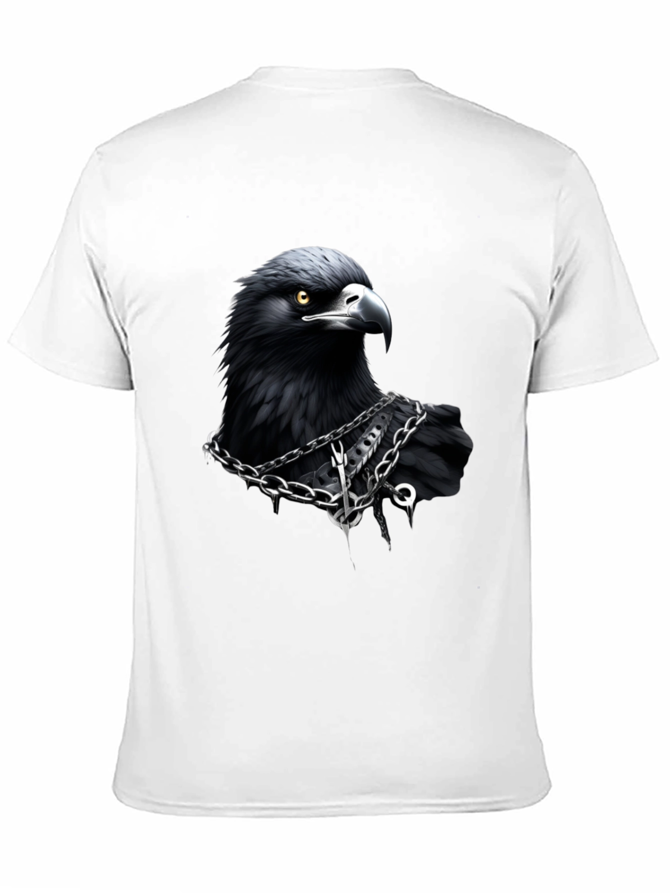 Raven Graphic T-Shirt: Dark Bird Chain Design