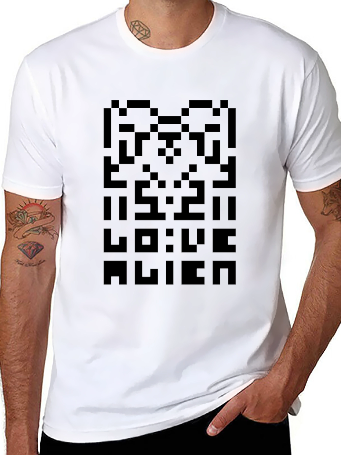 Pixelated Alien T-Shirt - Retro Gamer Style