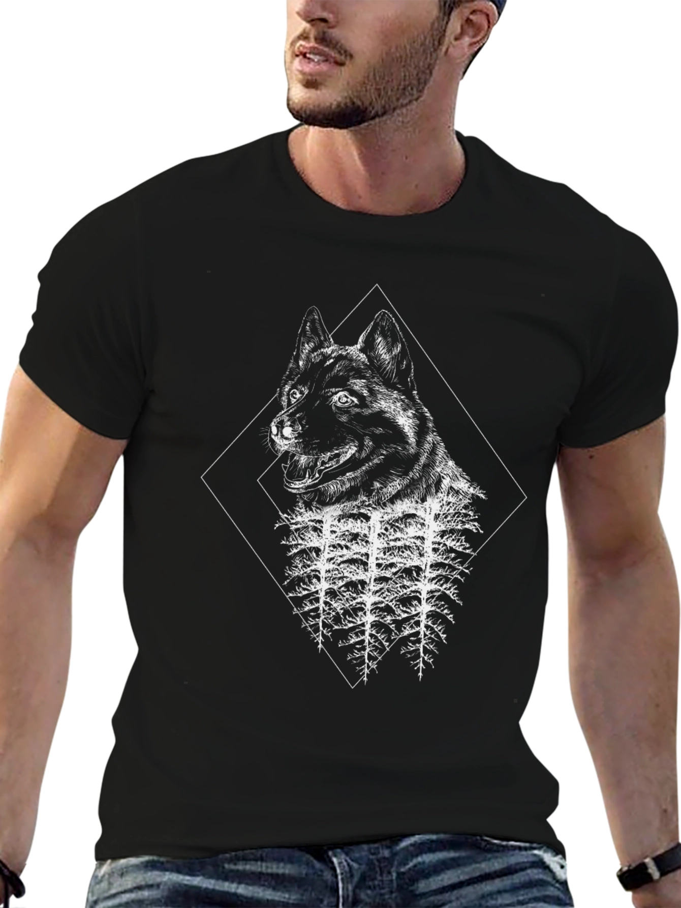 Wolf & Forest Graphic Black T-Shirt