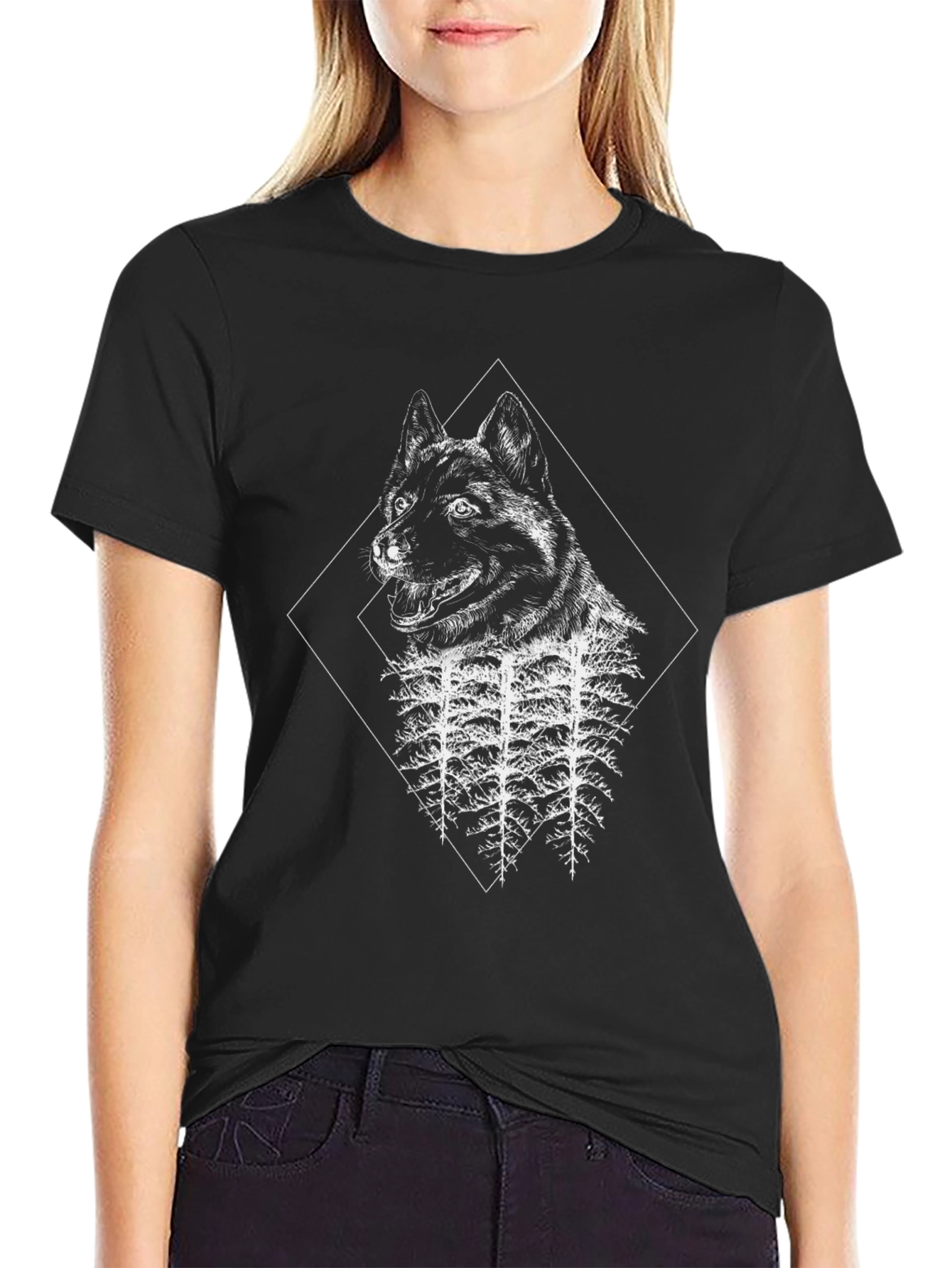 Wolf & Forest Graphic Black T-Shirt