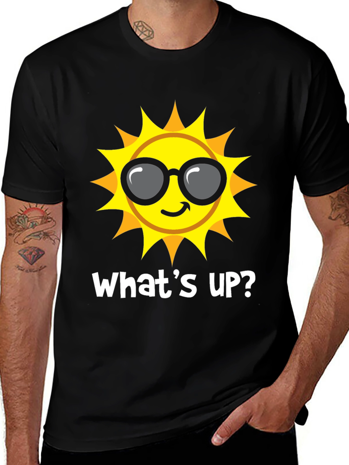 Funny Sun Graphic T-Shirt - Whats Up? Summer Tee