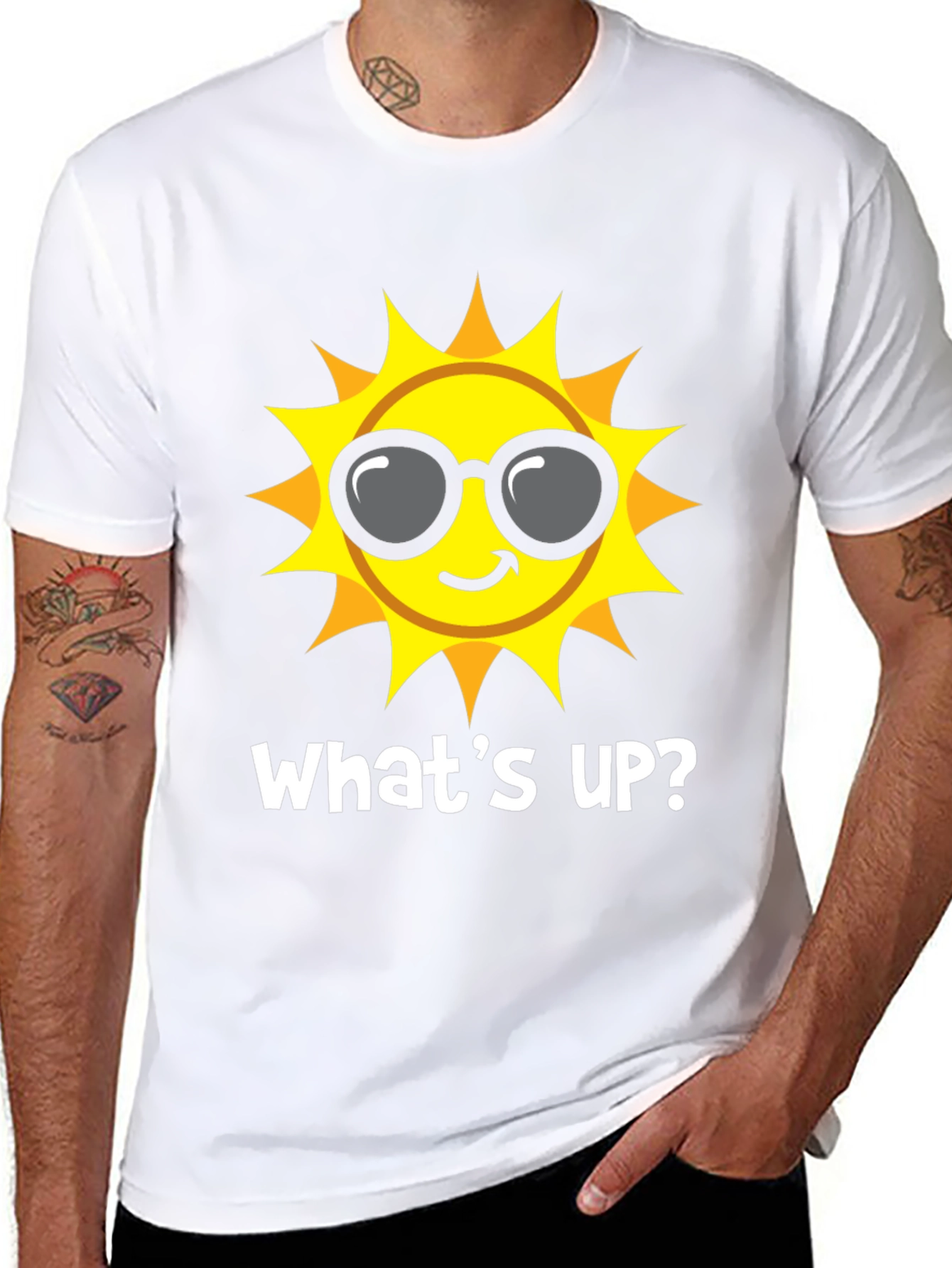 Funny Sun Graphic T-Shirt - Whats Up? Summer Tee