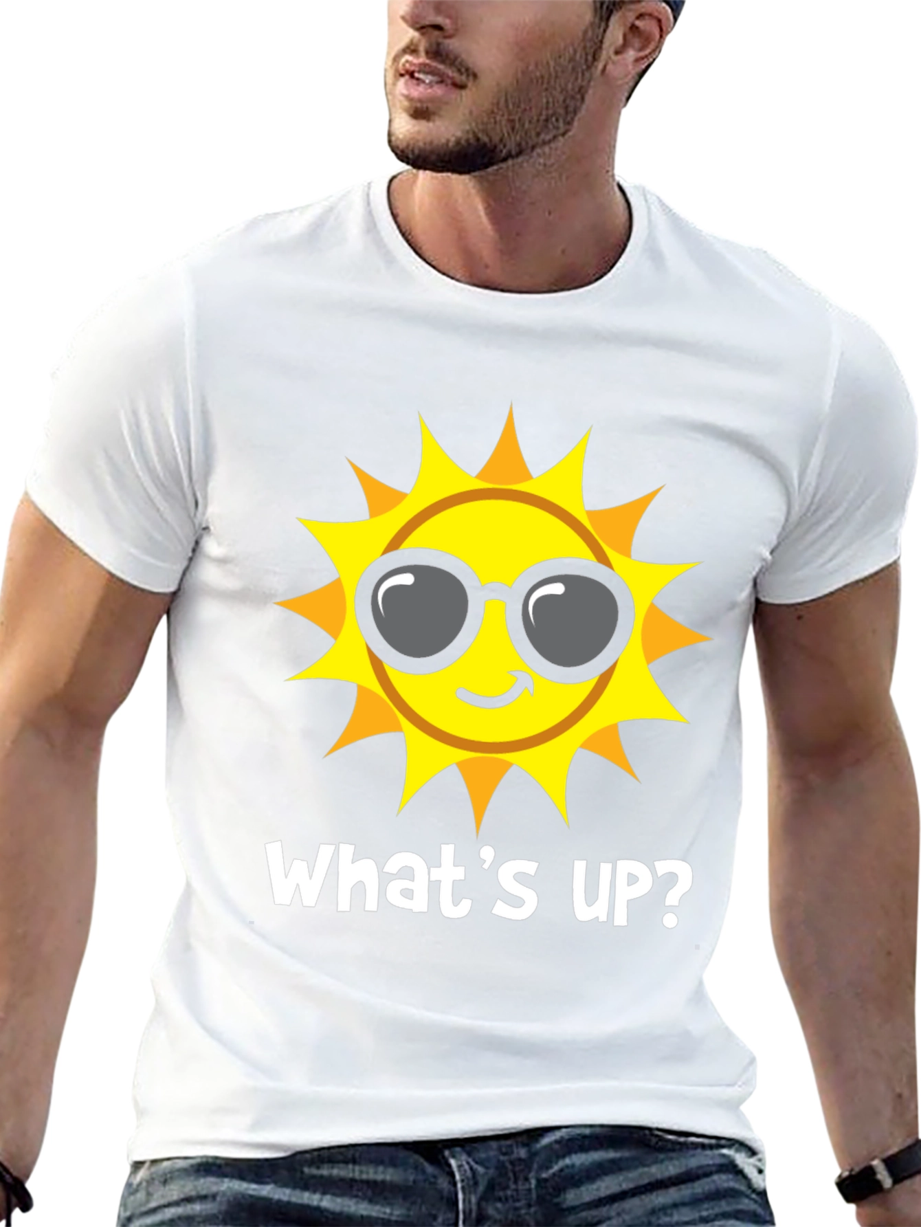 Funny Sun Graphic T-Shirt - Whats Up? Summer Tee