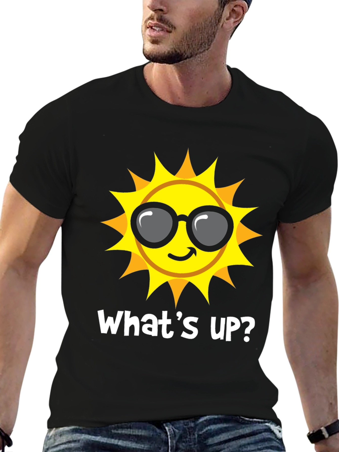 Funny Sun Graphic T-Shirt - Whats Up? Summer Tee