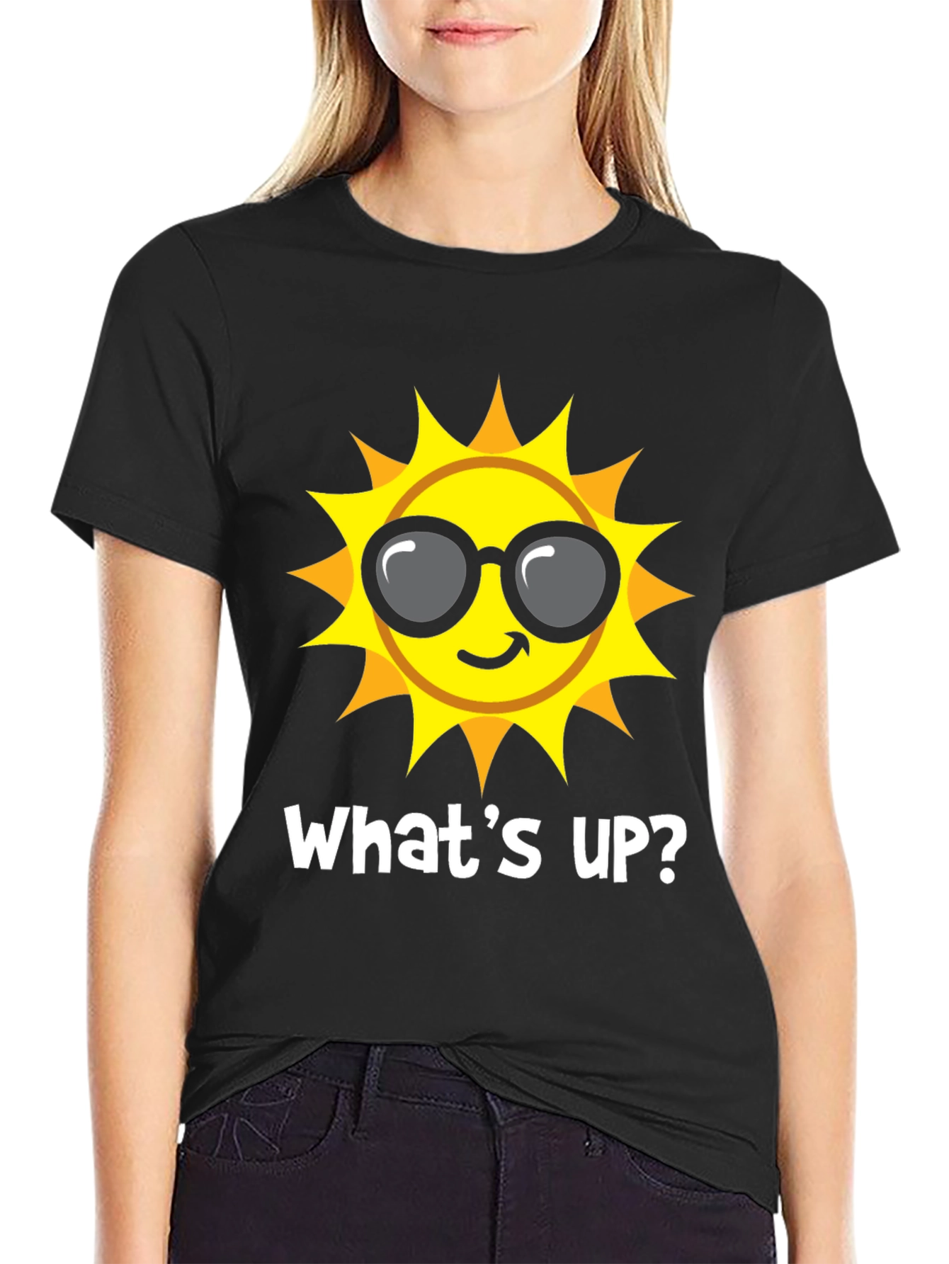 Funny Sun Graphic T-Shirt - Whats Up? Summer Tee