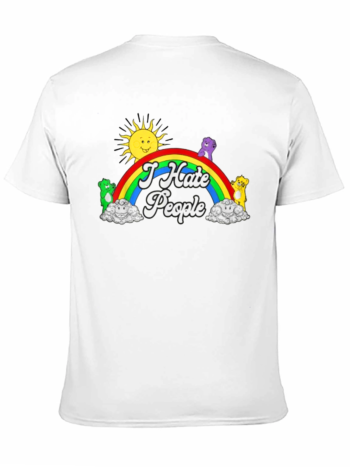 I Hate People T-Shirt Rainbow Bear Graphic Novelty Tee
