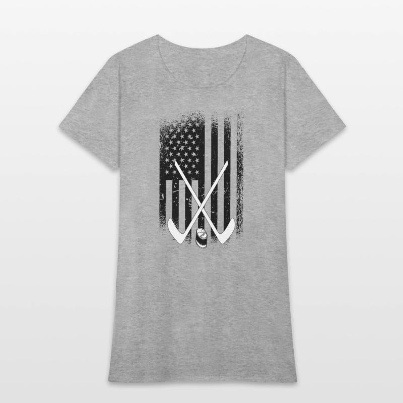 Ice Hockey Sticks and Puck - American Flag