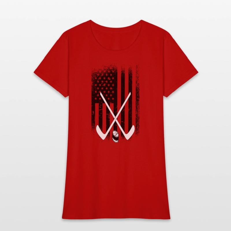 Ice Hockey Sticks and Puck - American Flag
