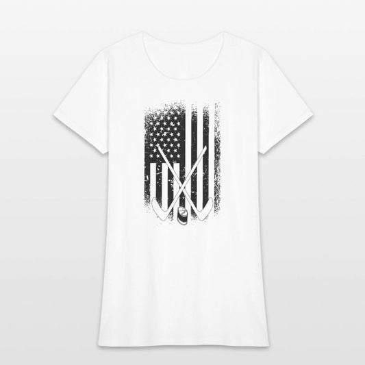 Ice Hockey Sticks and Puck - American Flag