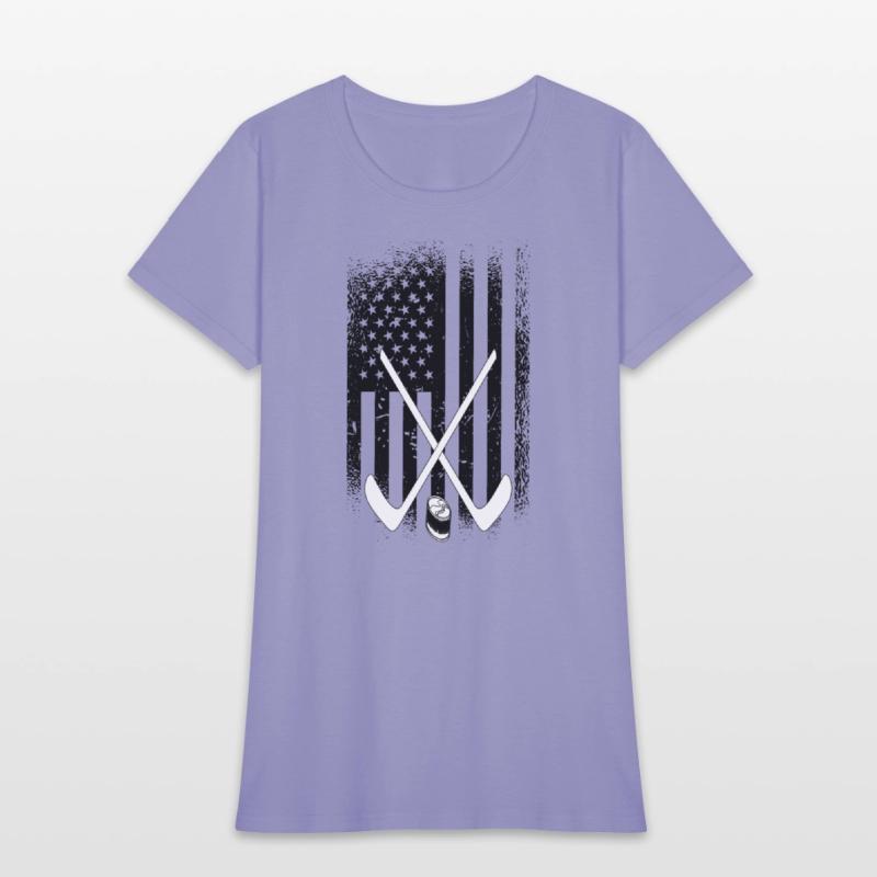 Ice Hockey Sticks and Puck - American Flag