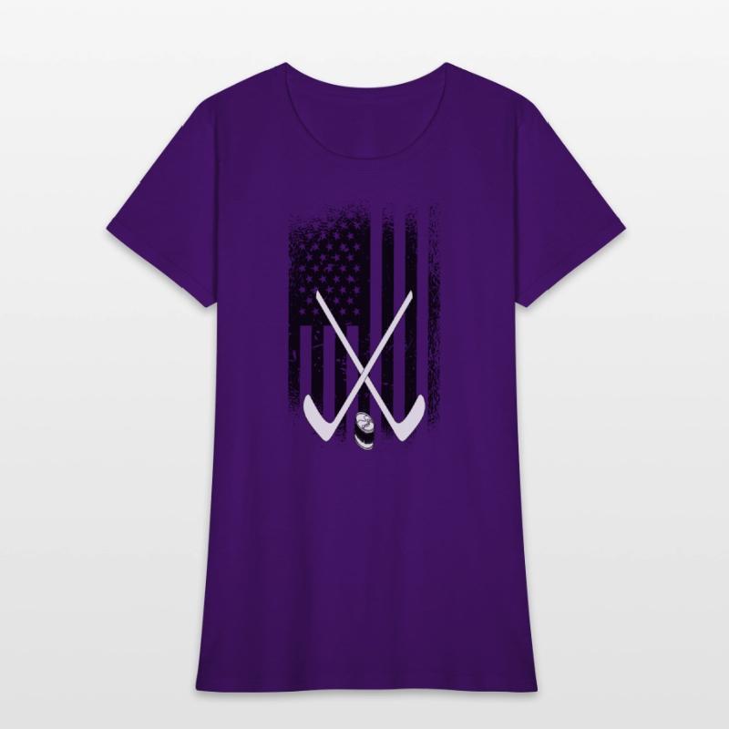 Ice Hockey Sticks and Puck - American Flag