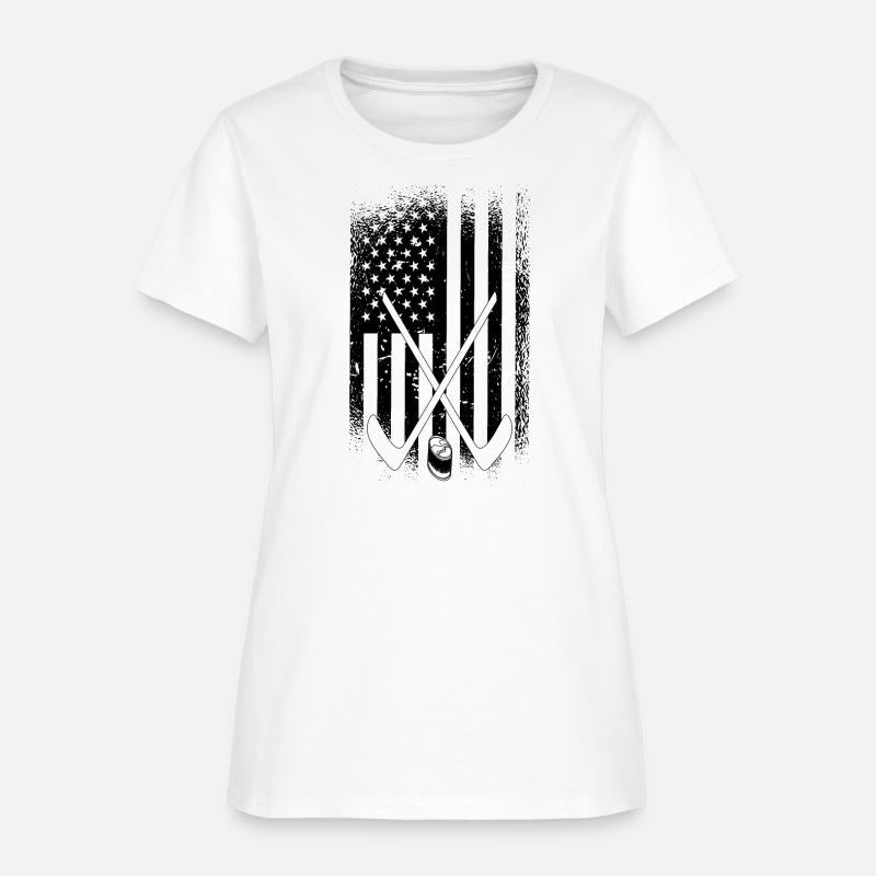 Ice Hockey Sticks and Puck - American Flag