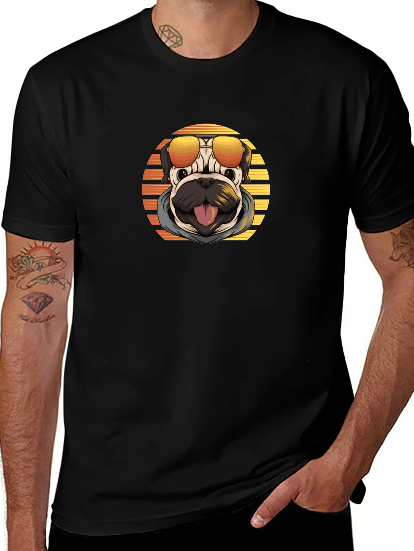 Cool Pug in Shades T-Shirt - Unique Graphic Tee
