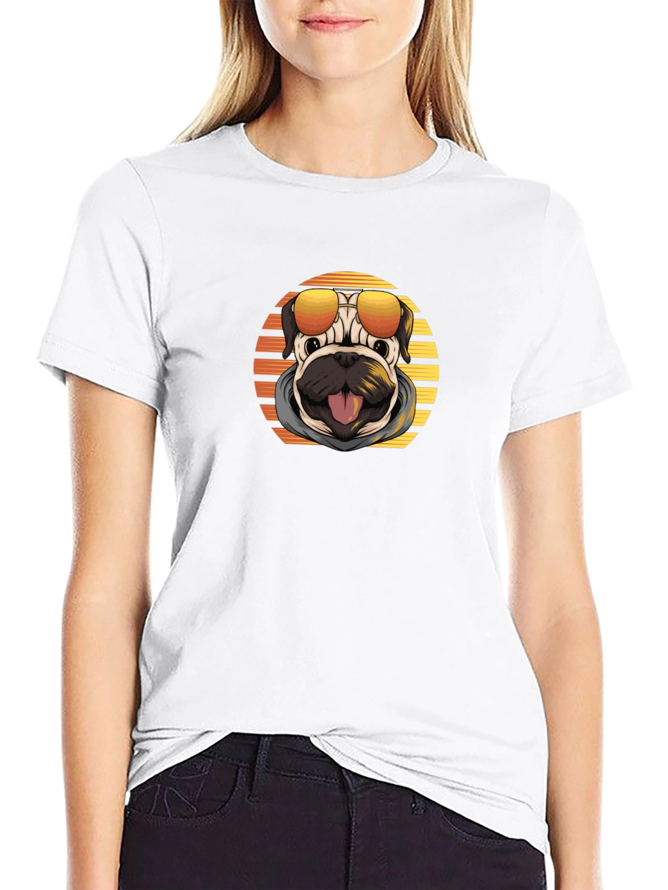 Cool Pug in Shades T-Shirt - Unique Graphic Tee