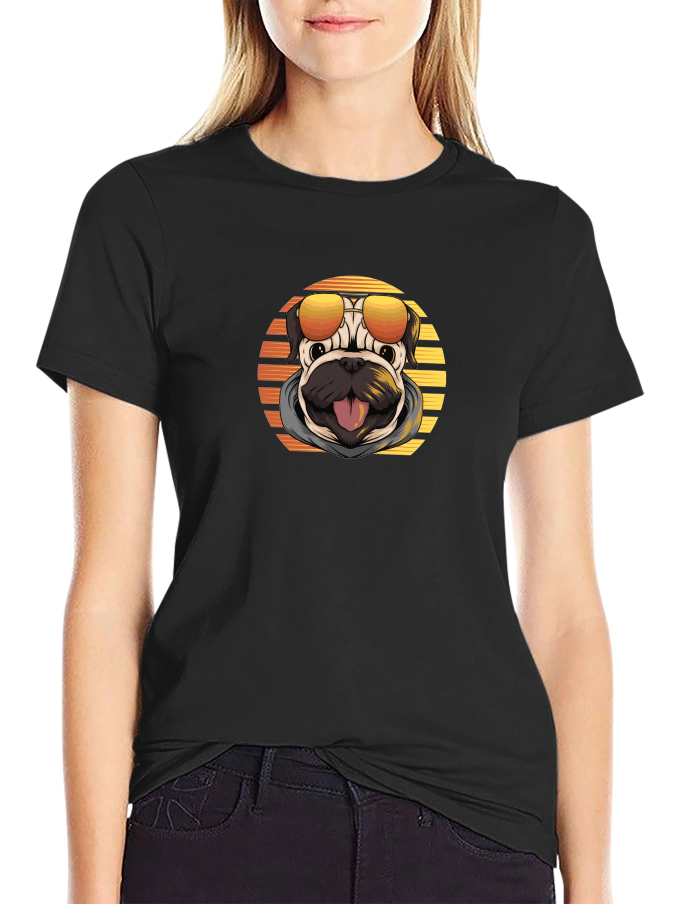 Cool Pug in Shades T-Shirt - Unique Graphic Tee