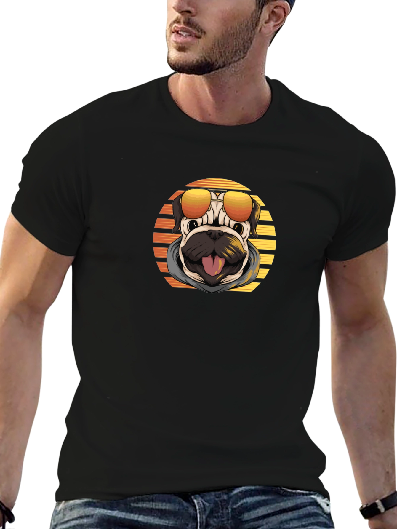 Cool Pug in Shades T-Shirt - Unique Graphic Tee