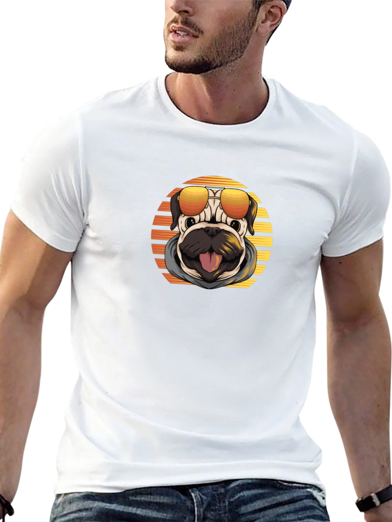 Cool Pug in Shades T-Shirt - Unique Graphic Tee