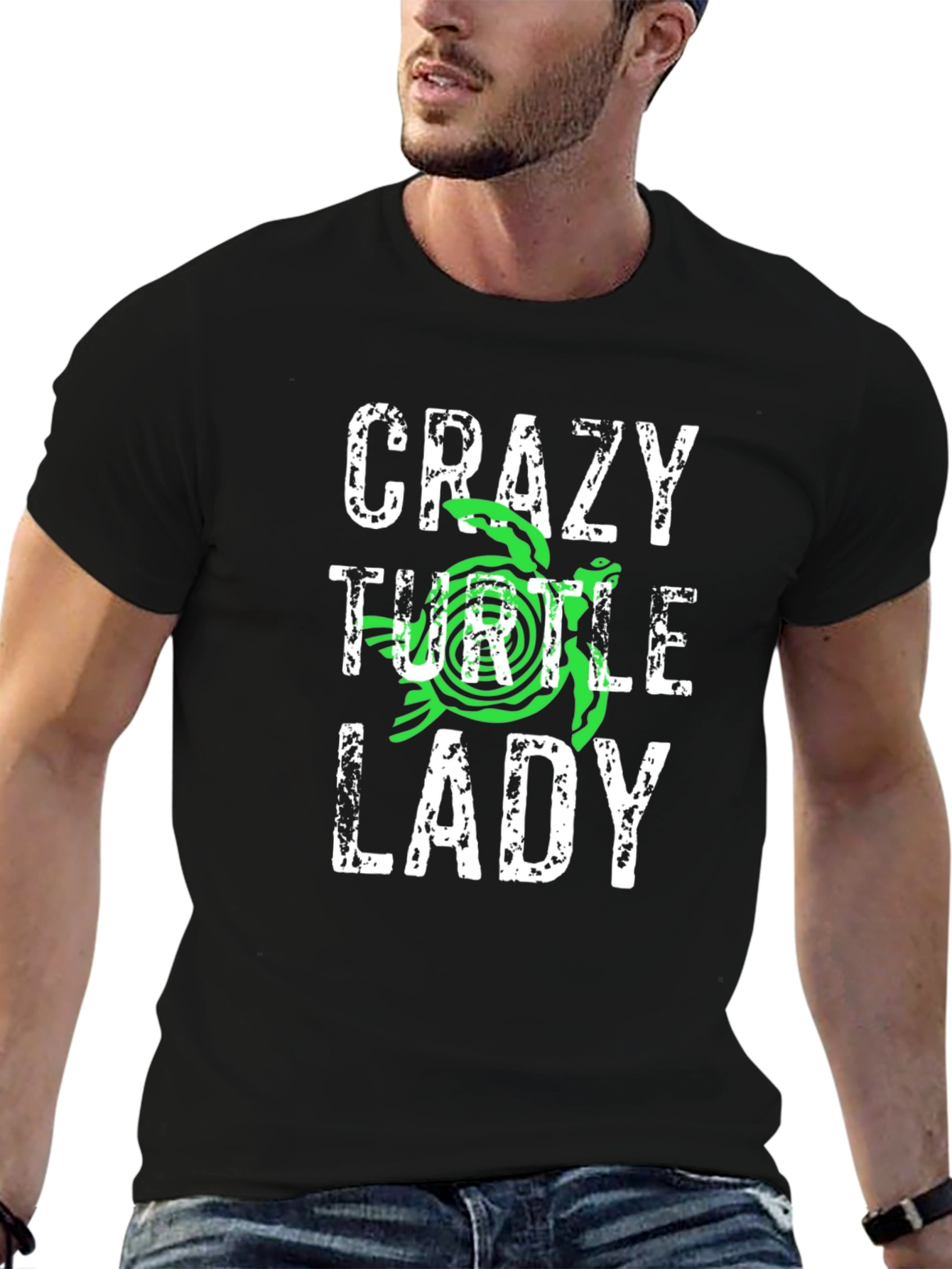 Crazy Turtle Lady Graphic Tee - Black