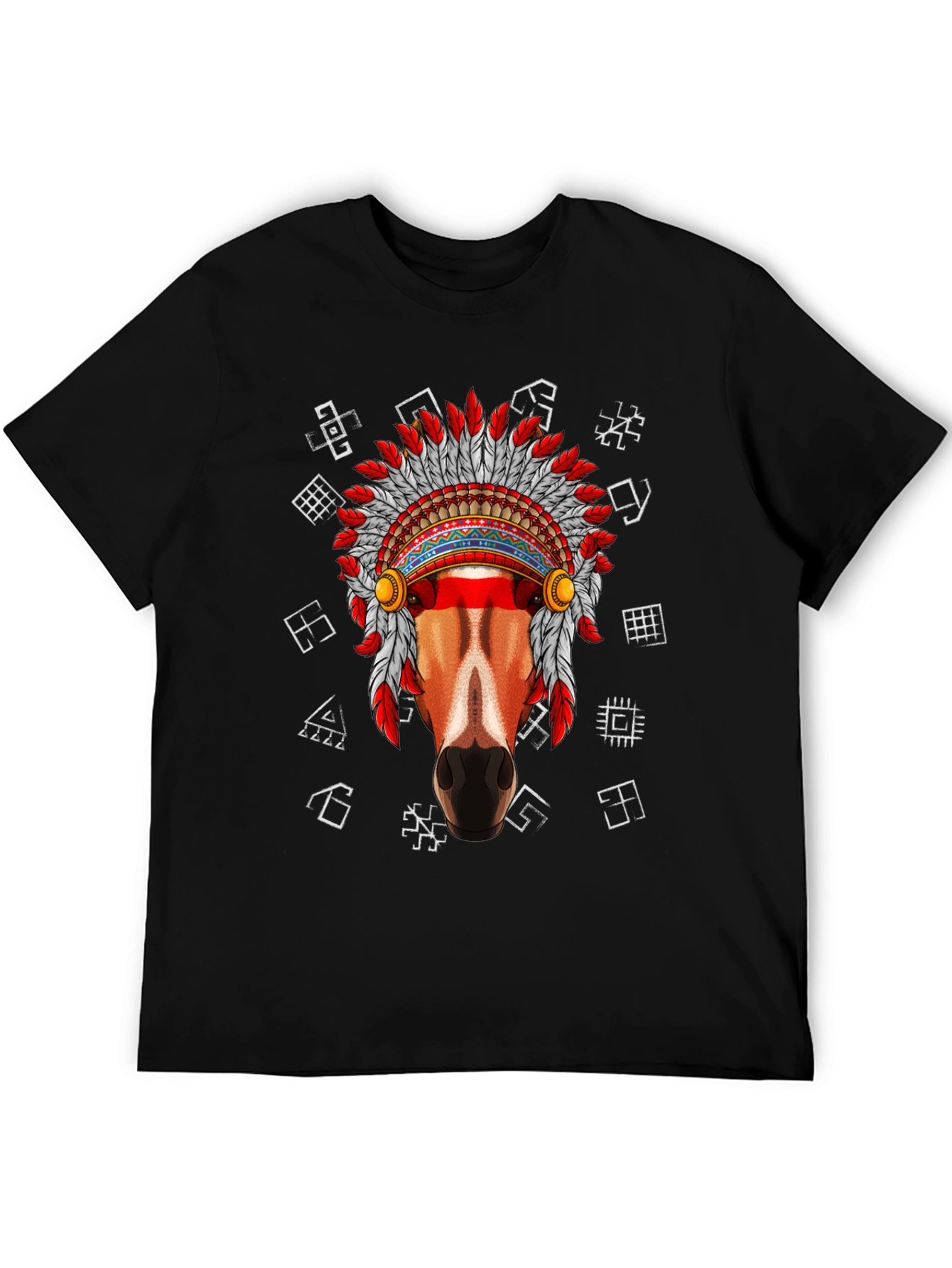Native American Horse Graphic Tee - Black